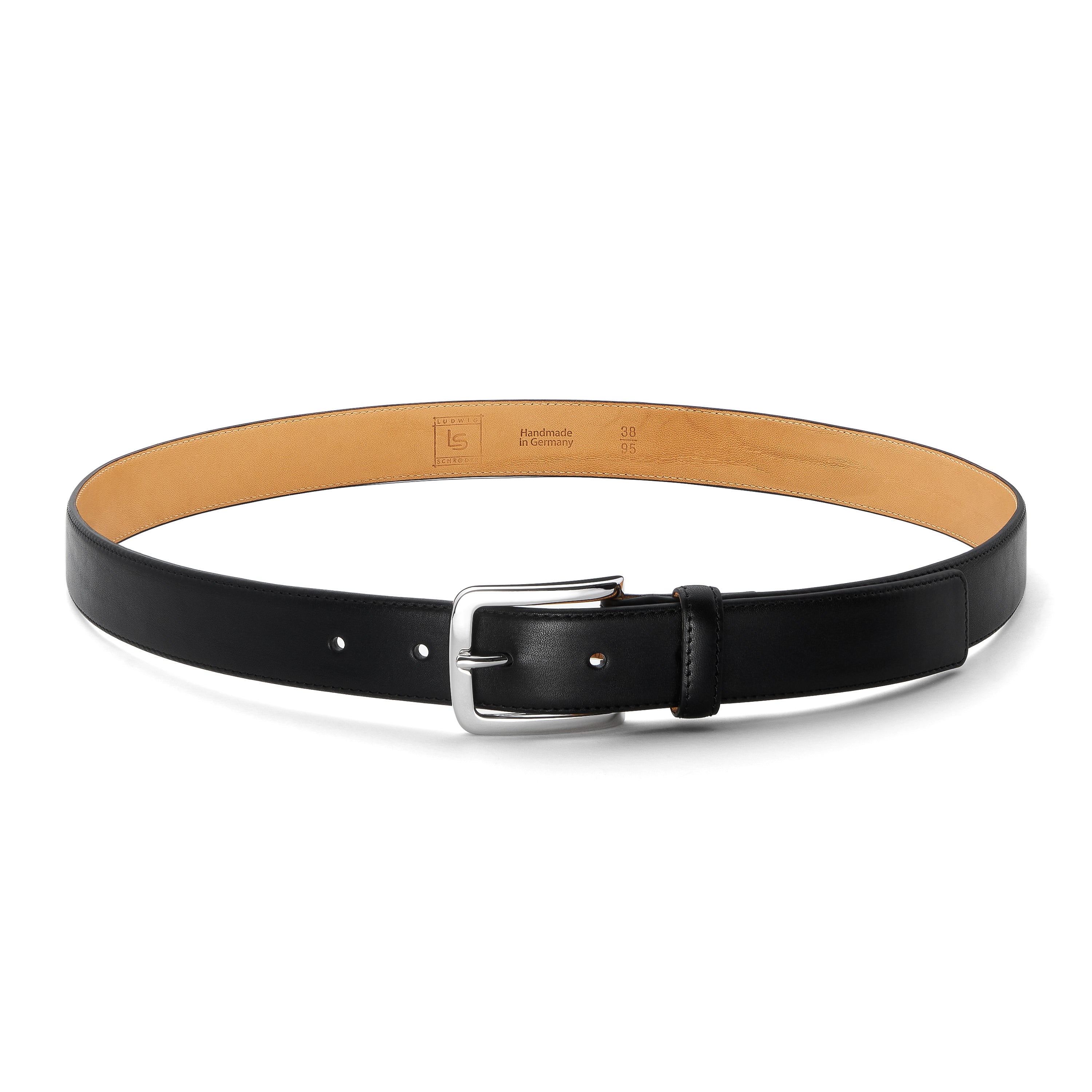 schmaler, 3cm breiter Herren Ledergürtel. Elegant und passend zum Anzug. Leichte Bombierung und ton in ton genäht