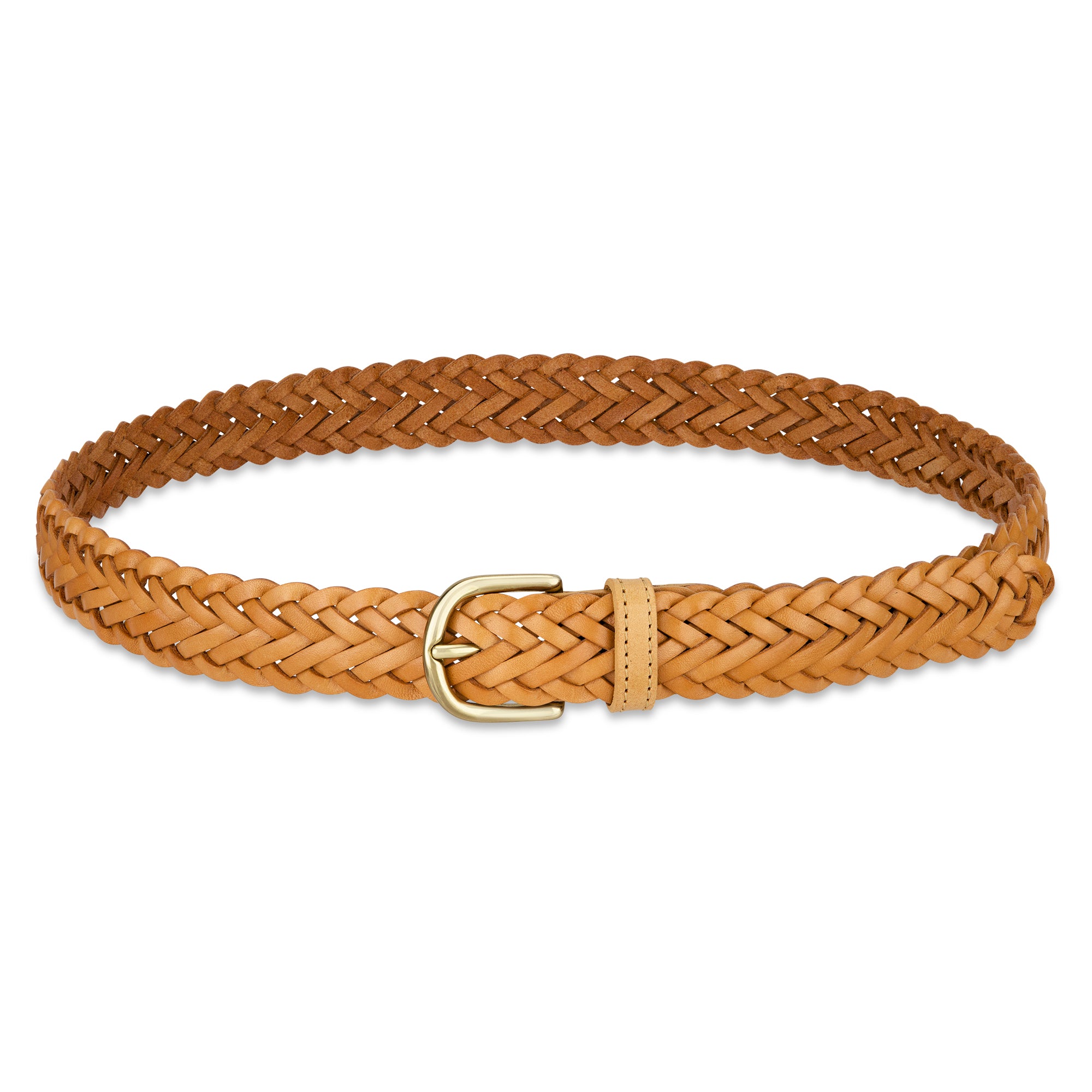 Handwerkskunst: Geflochtener Ledergürtel „Andrea“ in Natur – handgeflochtener Leder-Flechtgürtel, 3 cm breit