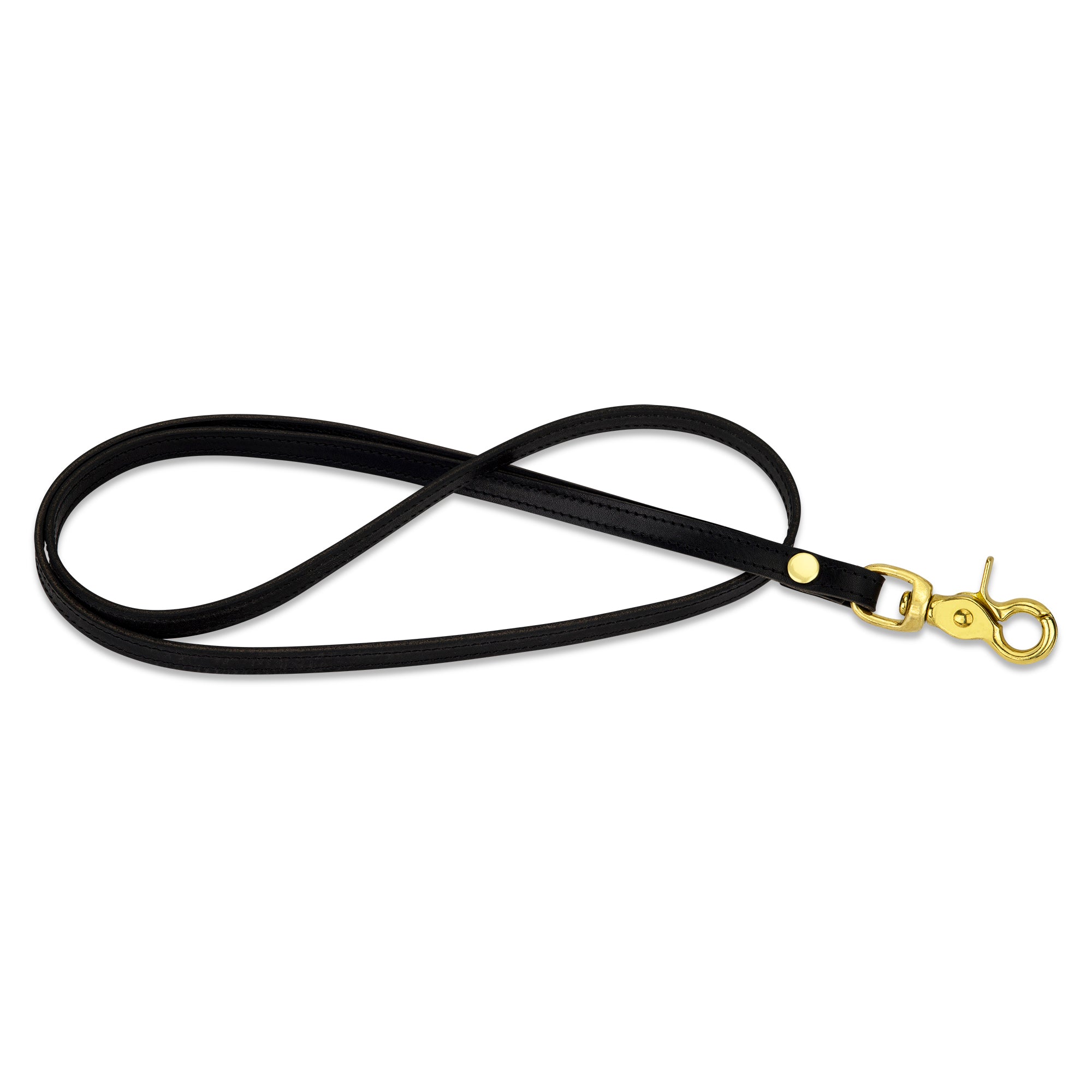 Leder-Lanyard Gipsy Schwarz mit Messing Karabiner