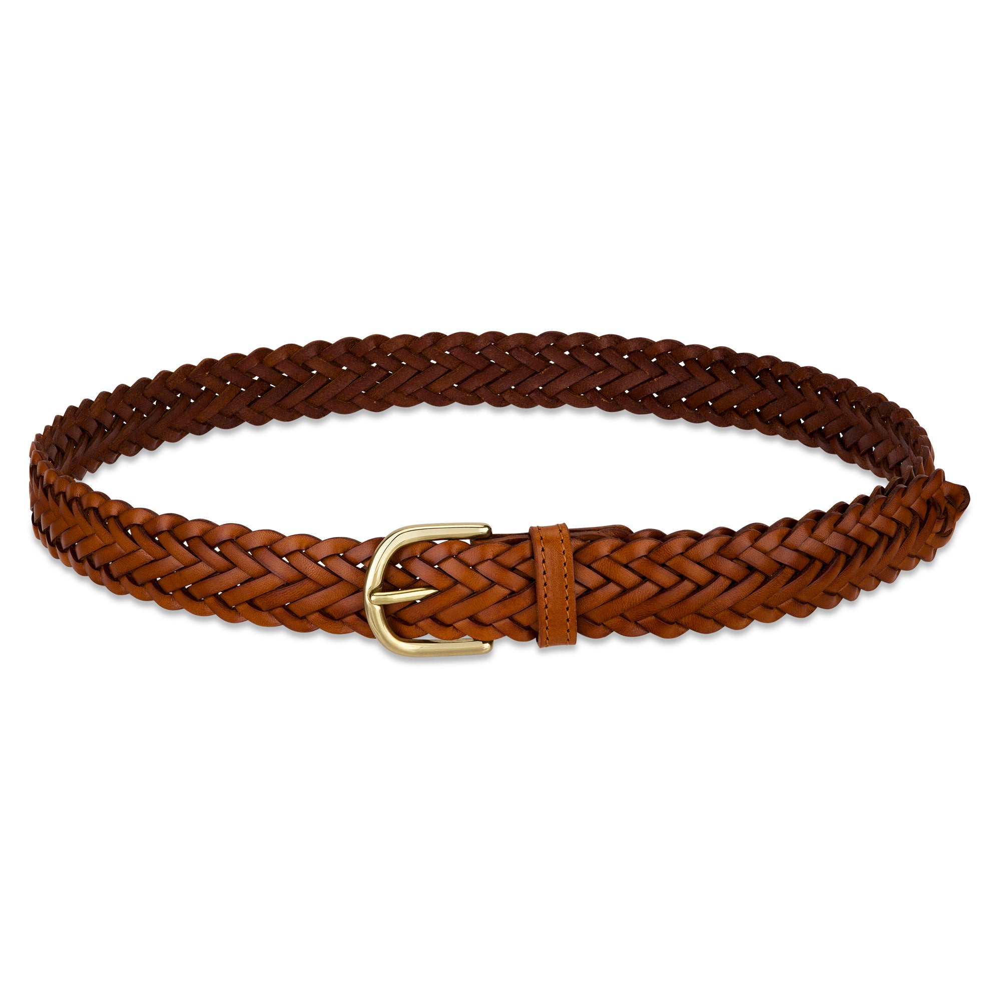 Handwerkskunst: Geflochtener Ledergürtel „Andrea“ in Hellbraun – handgeflochtener Leder-Flechtgürtel, 3 cm breit
