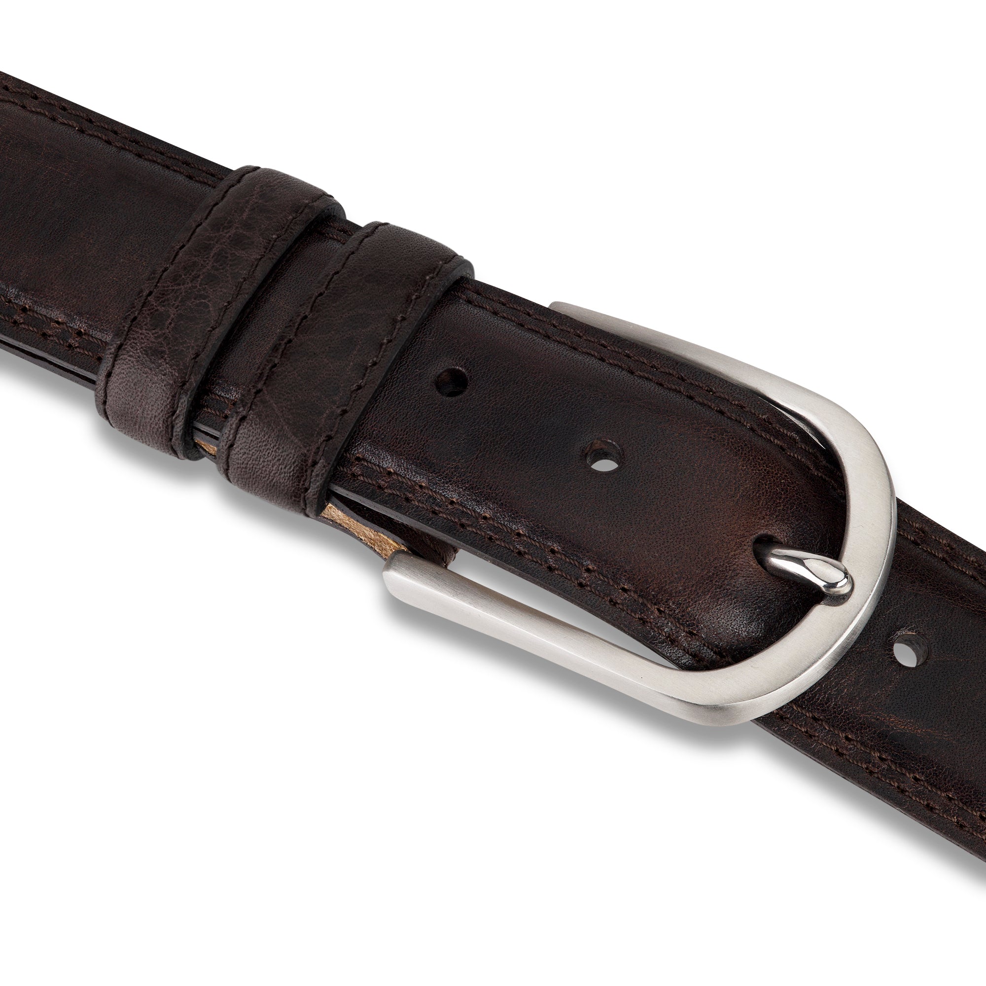 „Gregory“ der authentische Herren Ledergürtel in Braun – 4 cm breit, "superbombiert", mit Edelstahl-Schnalle