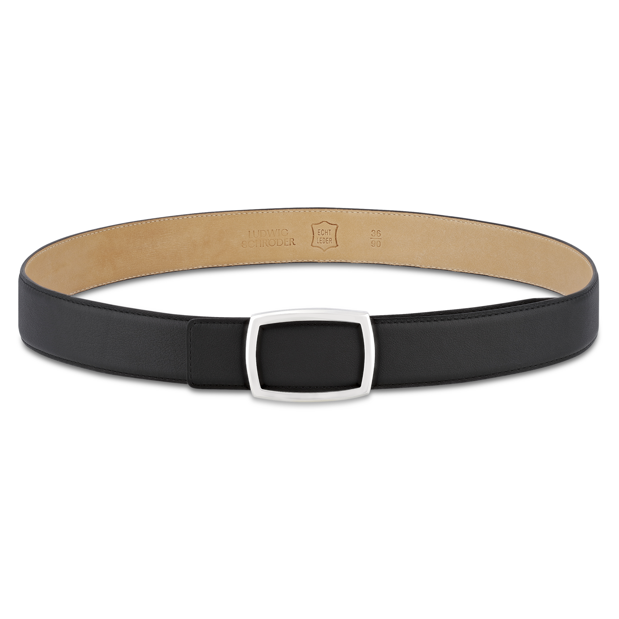 Edler Damen Ledergürtel „Lucia" aus schwarzem Kalbleder, 3,5cm, super weich und anschmiegsam