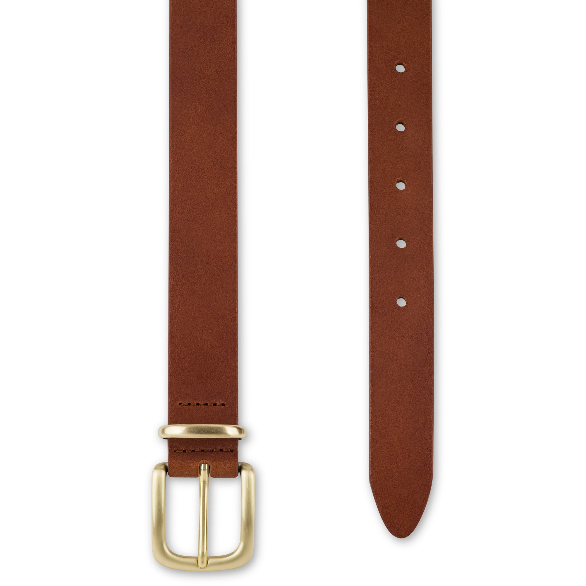 Eleganter 3cm Damengürtel „Alexandra" in Nussbraun – Schmaler Gürtel mit goldener Schnalle und Schlaufe