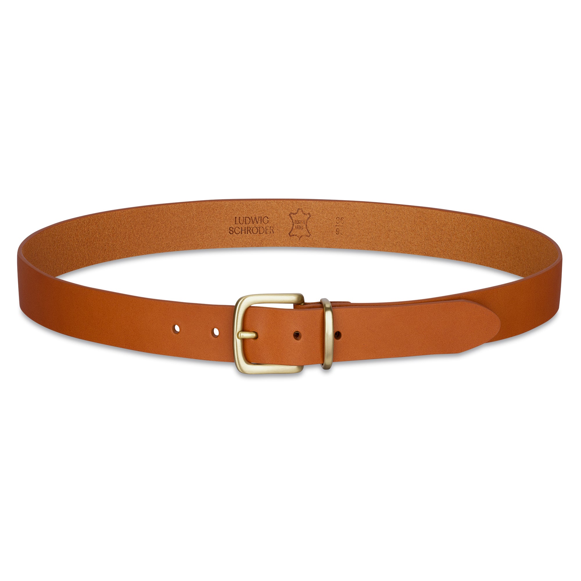 Eleganter 3cm Damengürtel „Alexandra" in Cognac – Schmaler Gürtel mit Messingschnalle und Schlaufe, handgefertigt in Norddeutschland