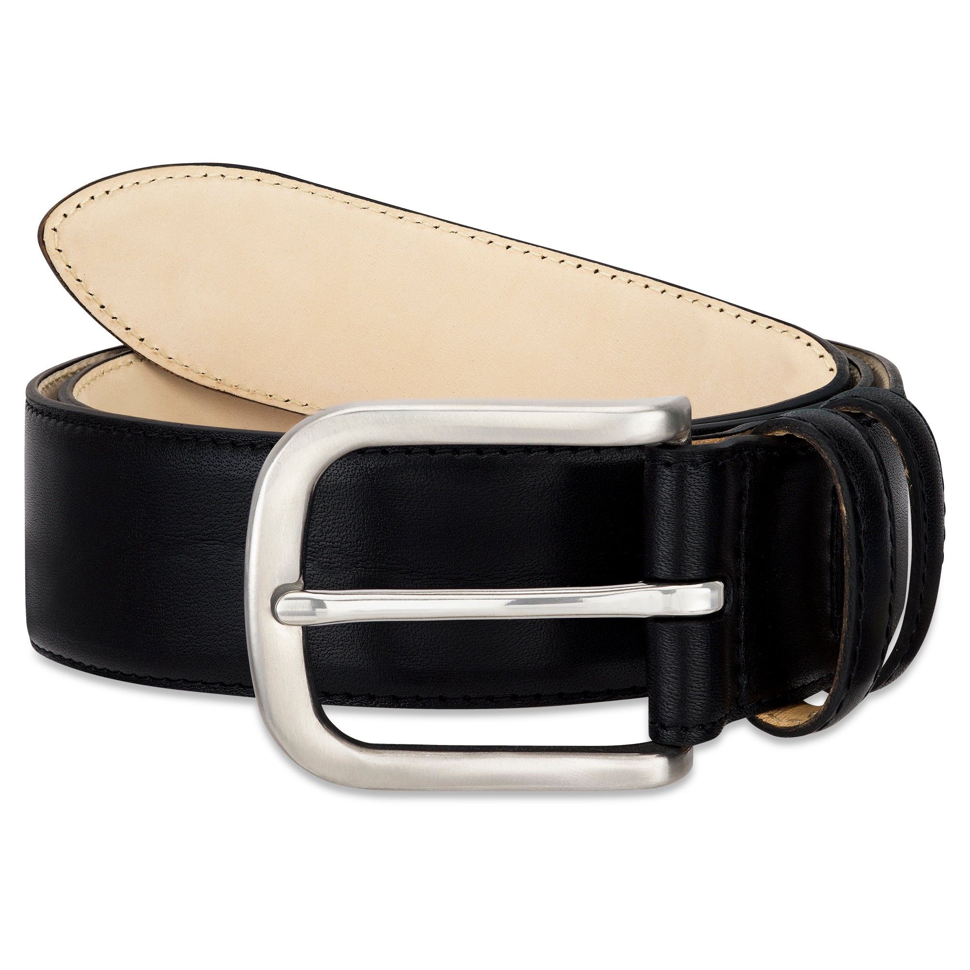 Lebenslang-Gürtel: nachhaltiger Herren Ledergürtel in Schwarz: „Hannes“ – 4 cm breit, edler Jeansgürtel mit massiver Edelstahlschnalle