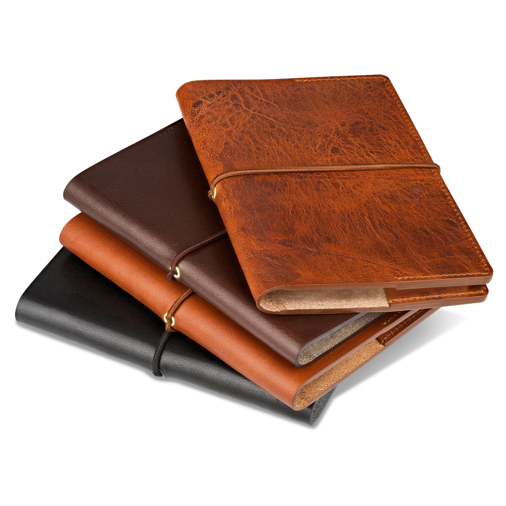 DIN A6 Leder Notizbuch „Helmut“ in Cognac