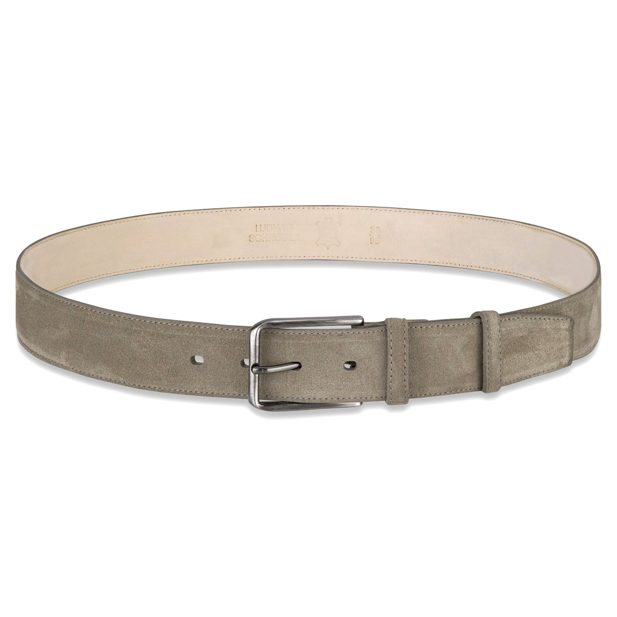 Herren Wildledergürtel „Giovanni“ in Salbeigrau – 3,5 cm, hochwertiges Veloursleder