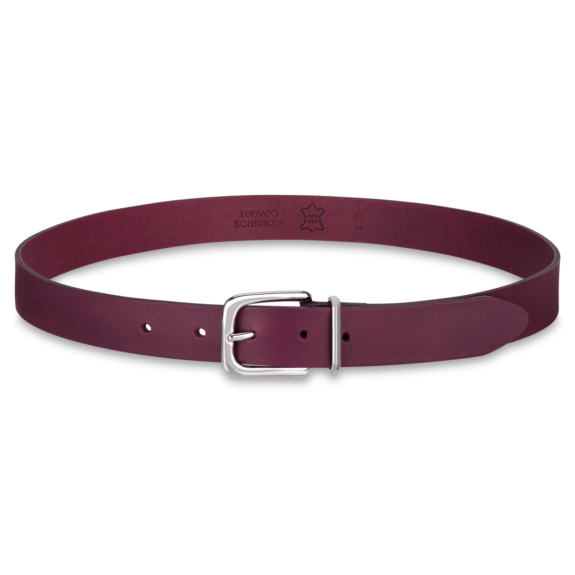 Eleganter 3cm Damengürtel „Alexandra" in Lila – Schmaler Gürtel mit Silberschnalle und Schlaufe, handgefertigt in Norddeutschland