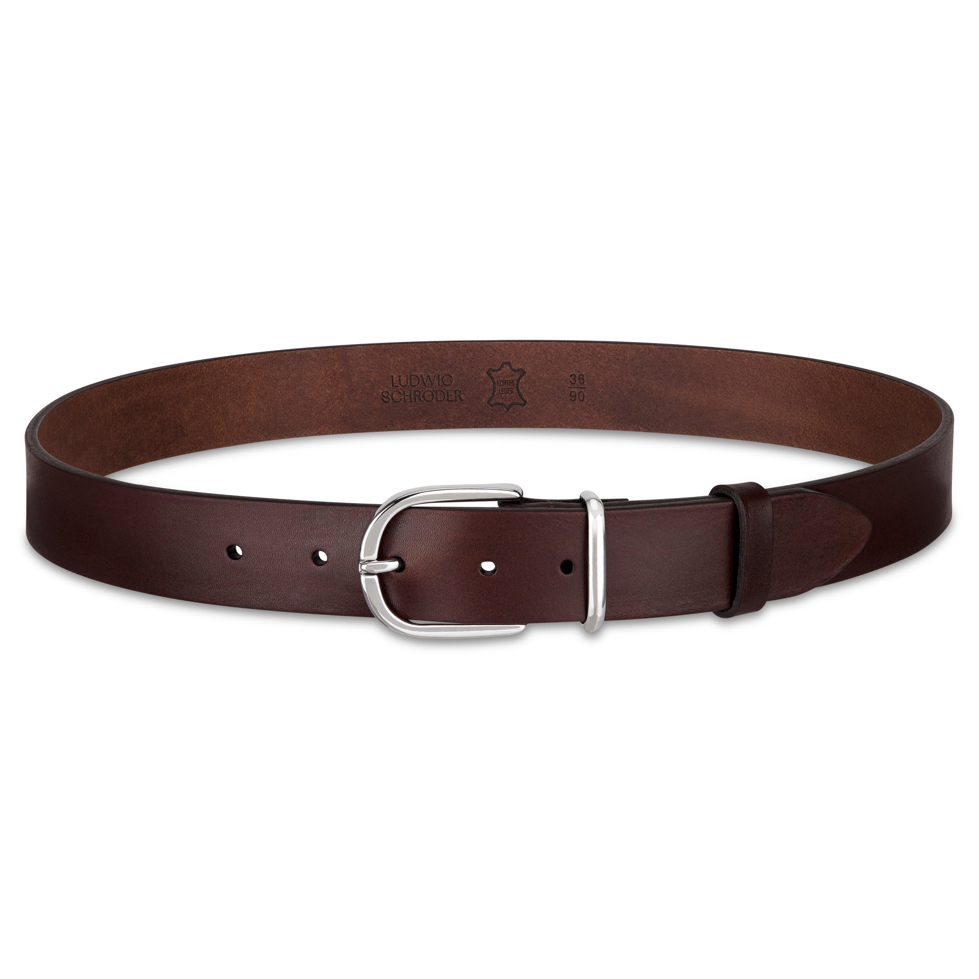 Weicher Jeansgürtel für Damen, Ledergürtel „Antonia" in Braun, 3,5cm breit, Silberschnalle