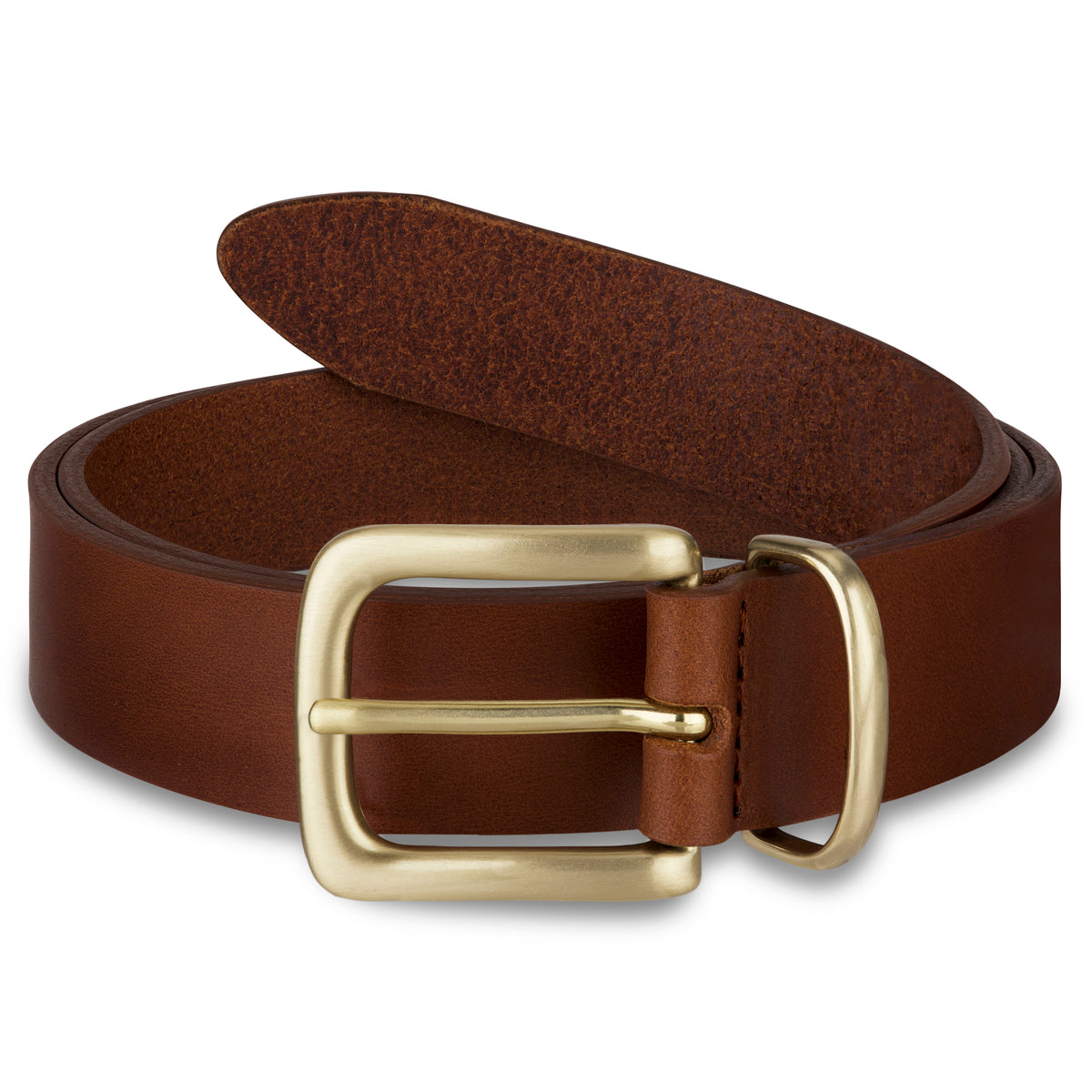 Eleganter 3cm Damengürtel „Alexandra" in Nussbraun – Schmaler Gürtel mit goldener Schnalle und Schlaufe