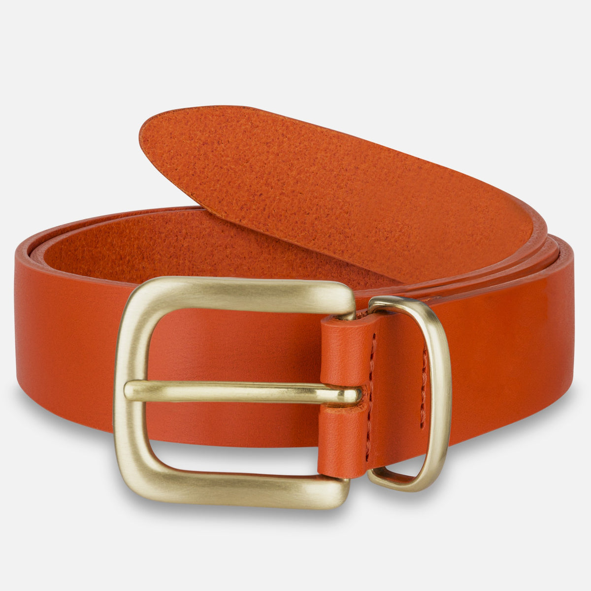 Eleganter 3cm Damengürtel „Alexandra" in Orange – Schmaler Gürtel mit goldener Schnalle und Schlaufe