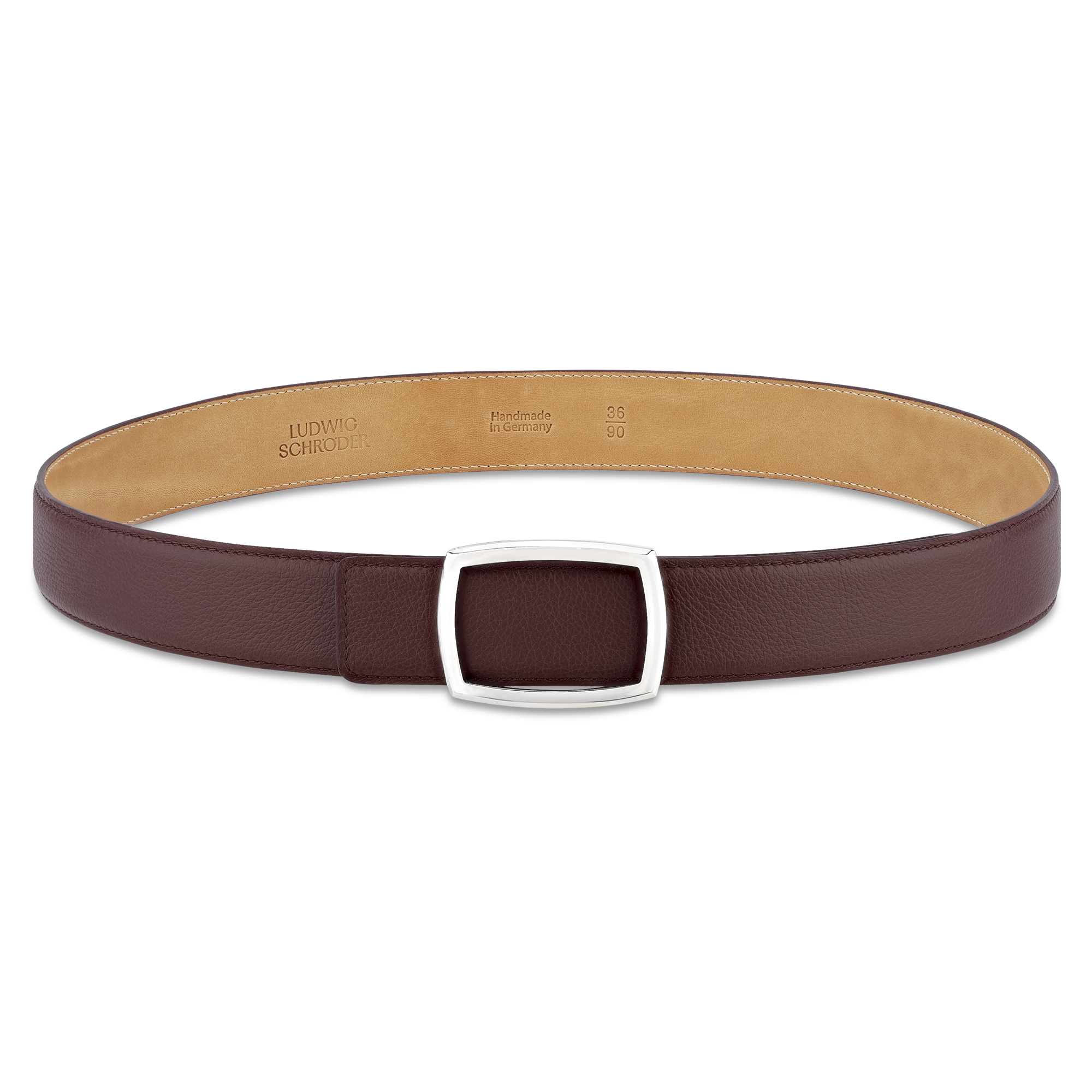 Edler Damen Ledergürtel „Lucia" aus Kalbleder in Bordeaux, 3,5cm, super weich und anschmiegsam