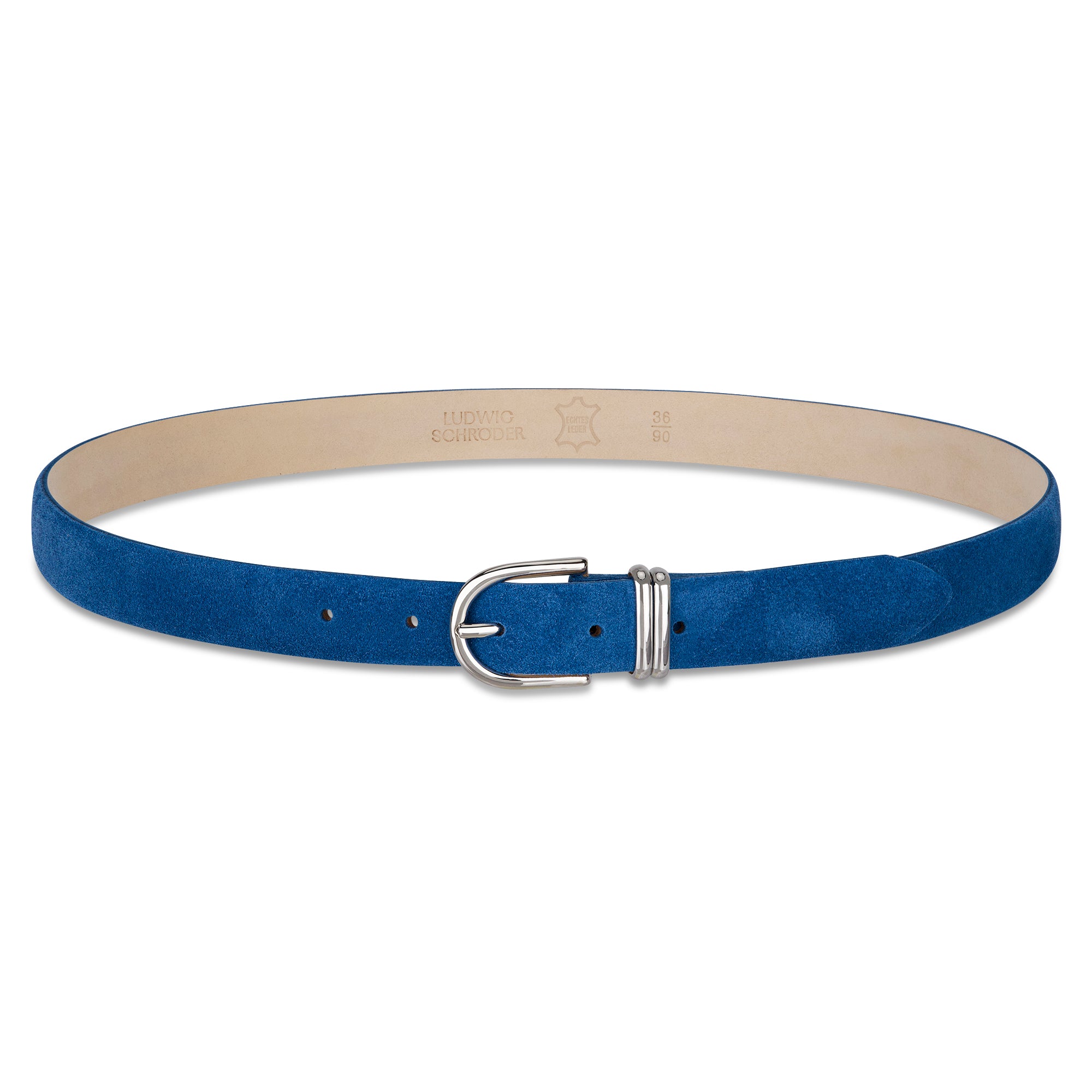 Damen Wildleder-Gürtel „Leni" in Blau – Veloursleder, 2,5 cm schmal