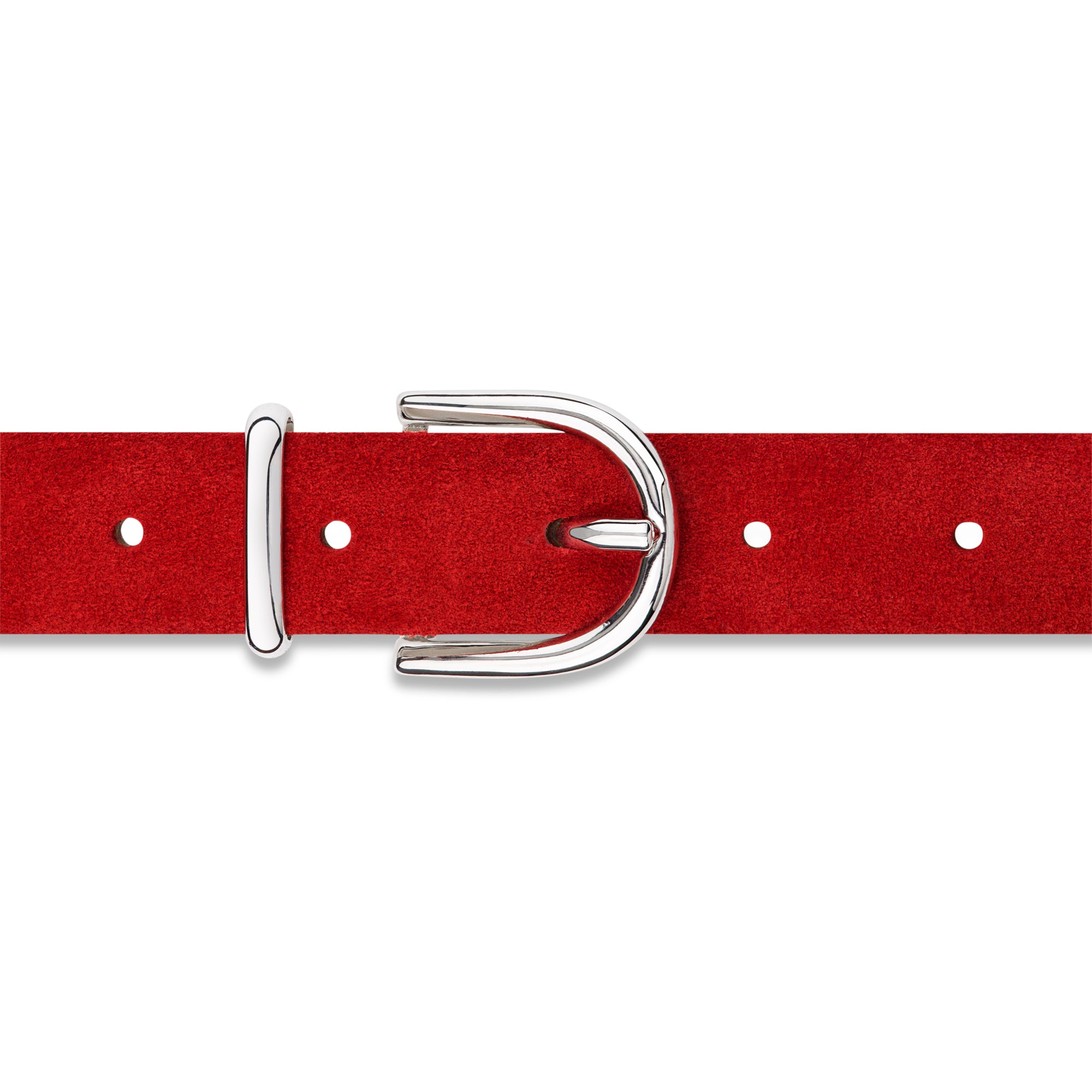 Damen Wildleder-Gürtel „Leni" in Rot – Veloursleder, 2,5 cm schmal