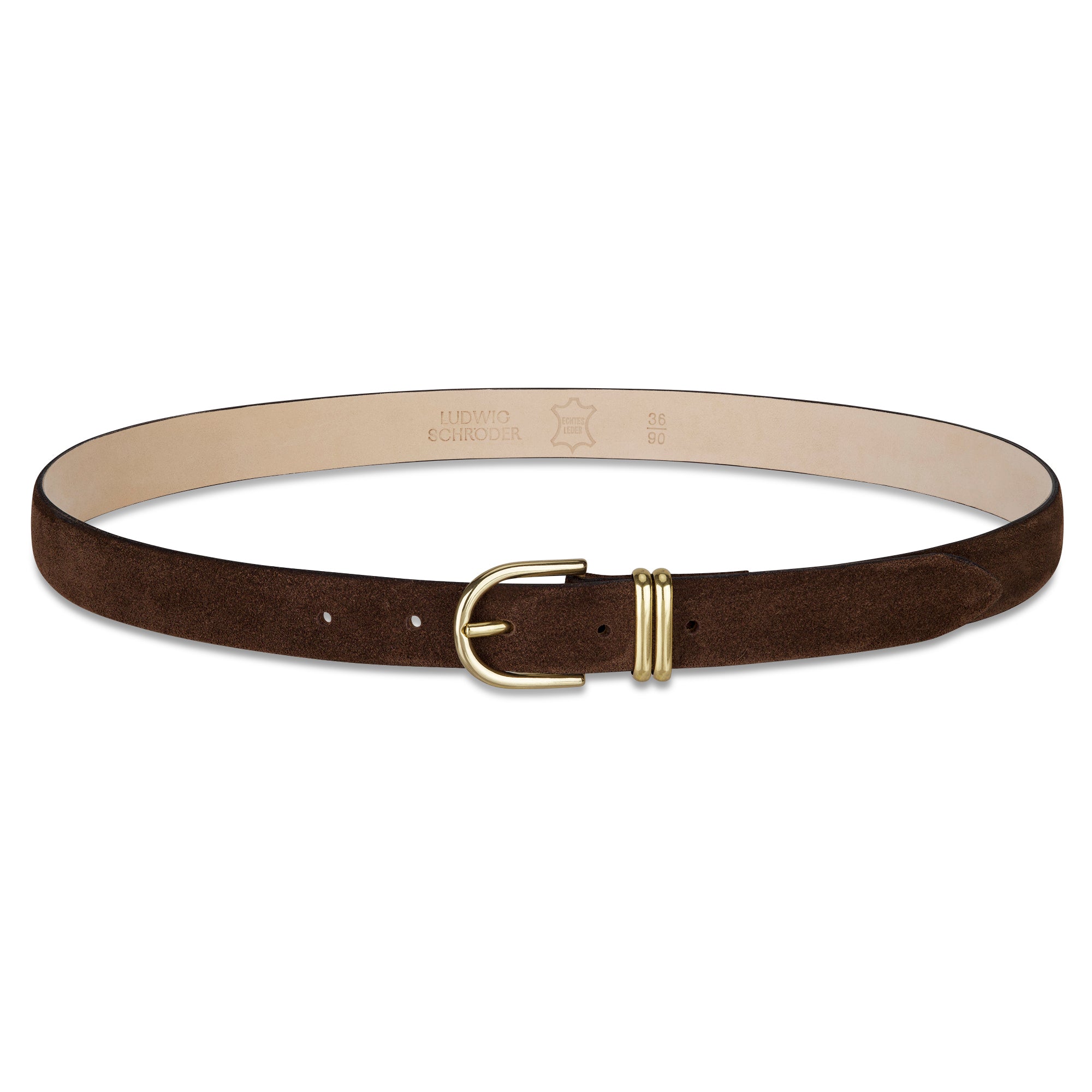 Damen Wildleder-Gürtel „Leni" in Braun – Veloursleder, 2,5 cm schmal