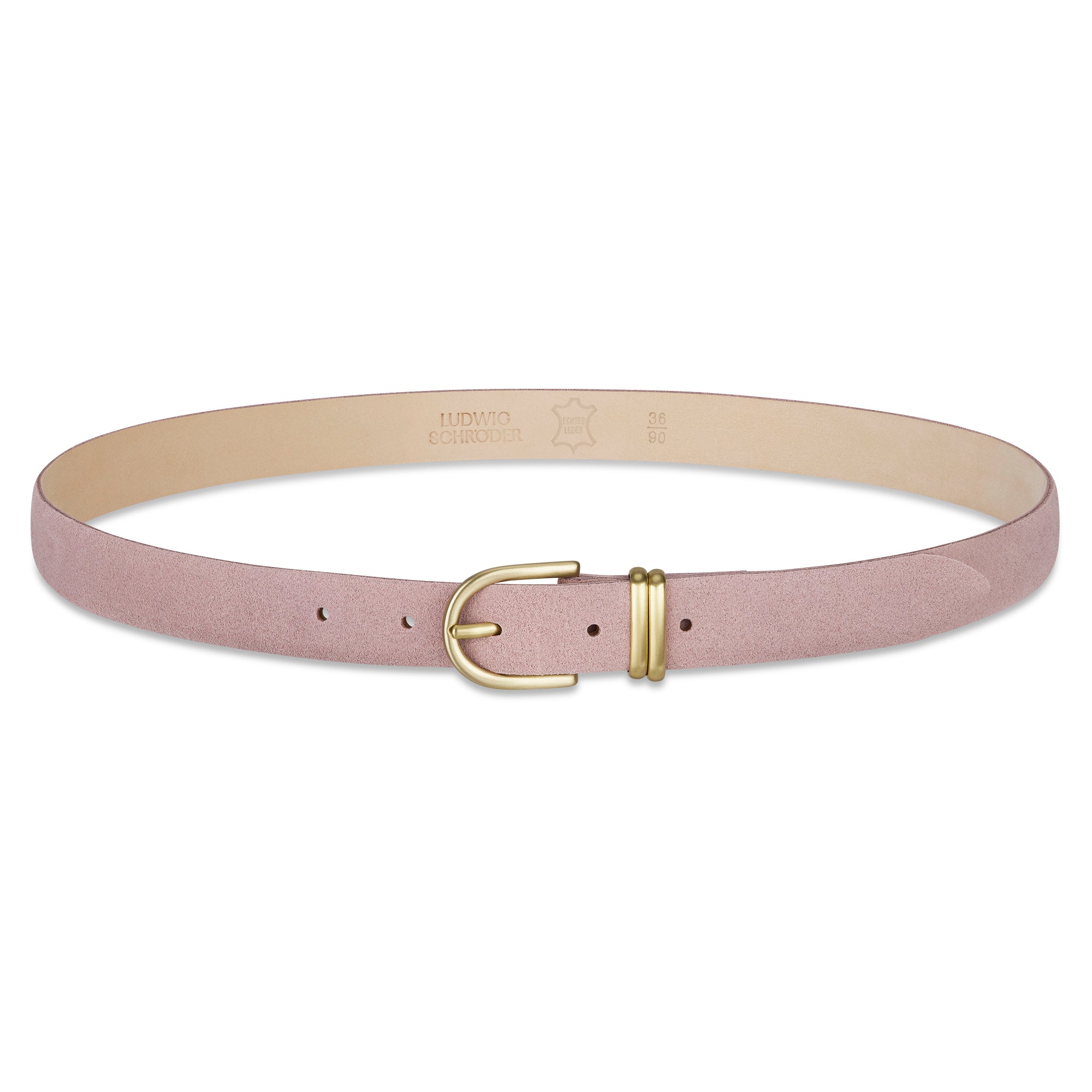 Damen Wildleder-Gürtel „Leni" in Rosa – Veloursleder, 2,5 cm schmal