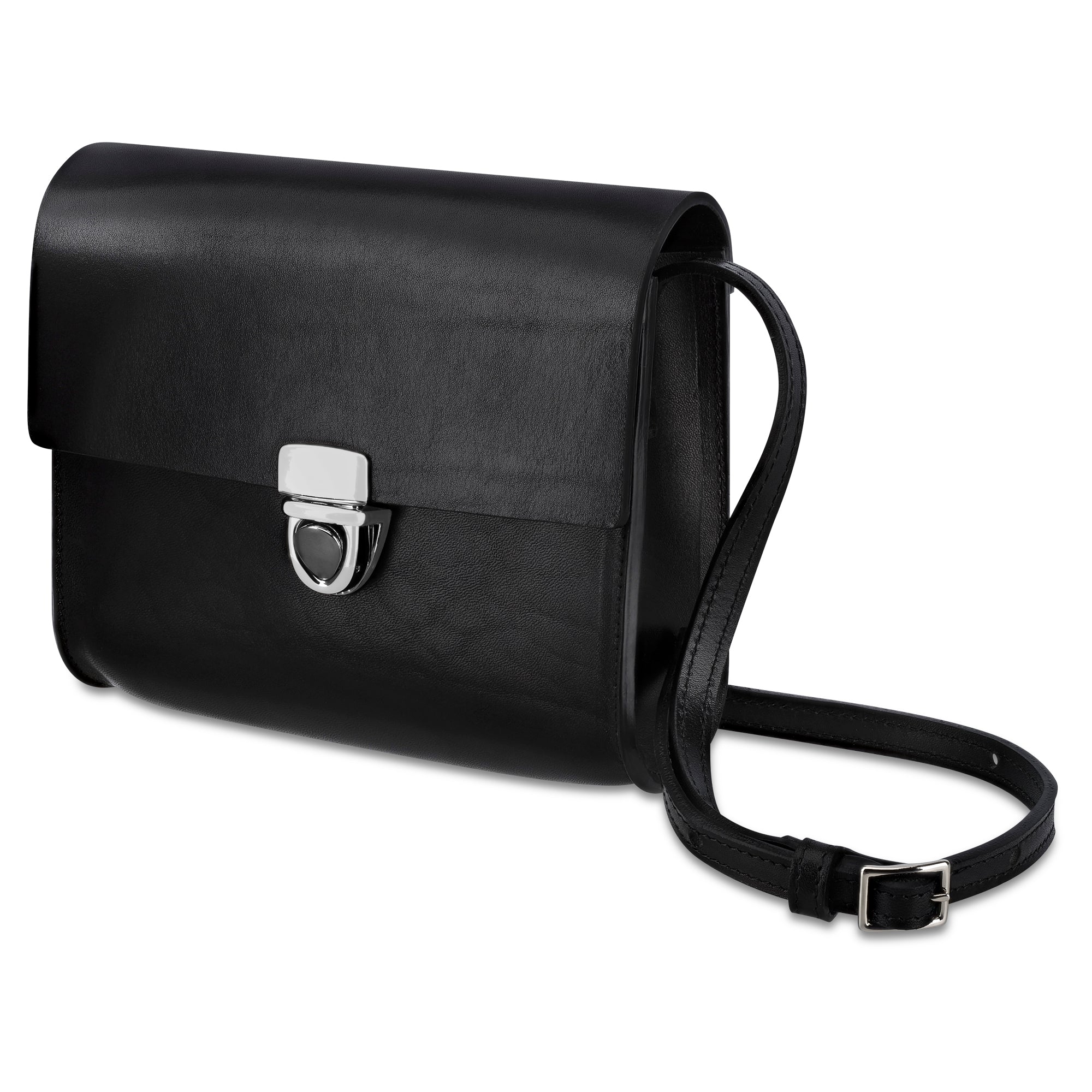 Brottasche „LOTTI“ in Schwarz - Handgemachte Damen Handtasche aus pflanzlich gegerbtem Leder