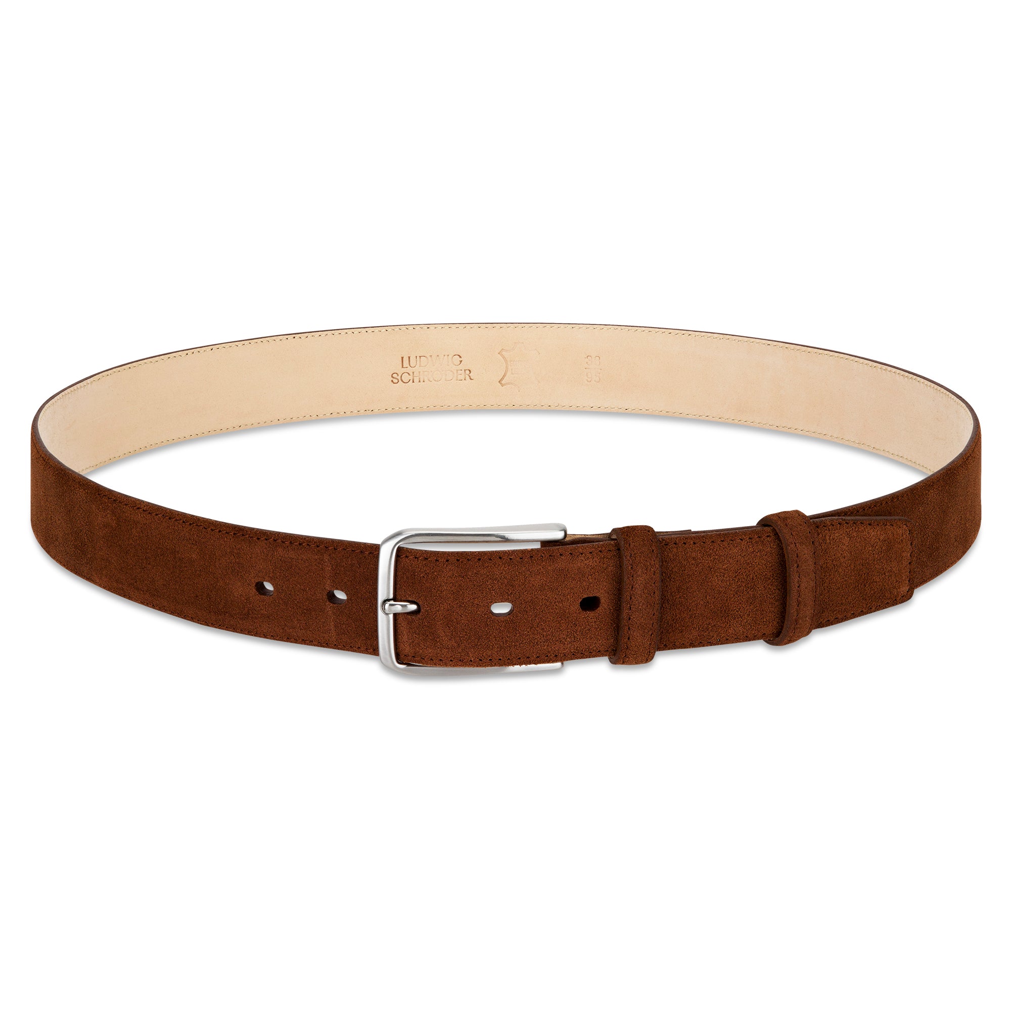 Herren Veloursleder Gürtel „Giovanni" in Cognac – Velours, 3,5 cm breit, handgefertigt