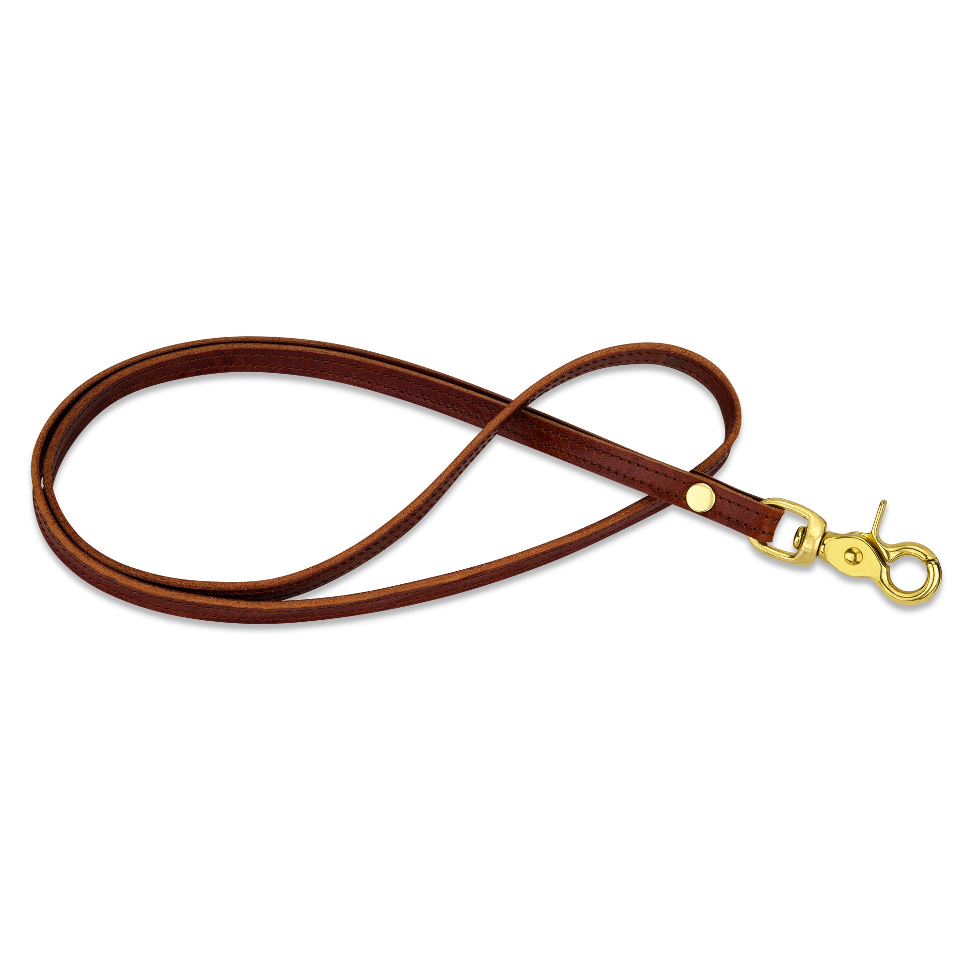 Leder-Lanyard Gipsy Cognac mit Messing Karabiner