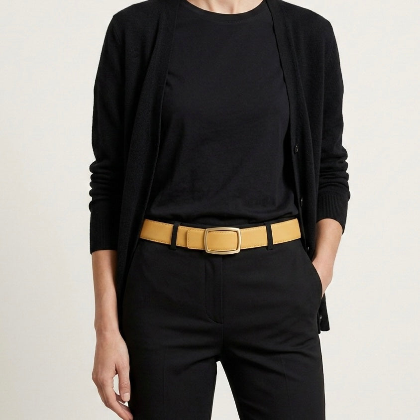 Edler Damen Ledergürtel „Lucia" aus Kalbleder in Curry, 3,5cm, super weich und anschmiegsam