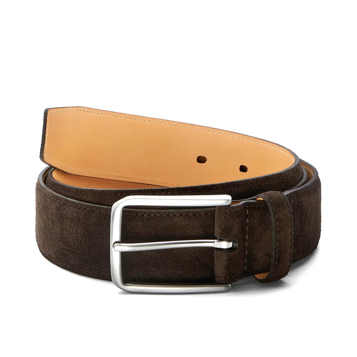 Herren Wildleder-Gürtel „Giovanni" in Dunkelbraun – Veloursleder, 3,5 cm breit, handgefertigt