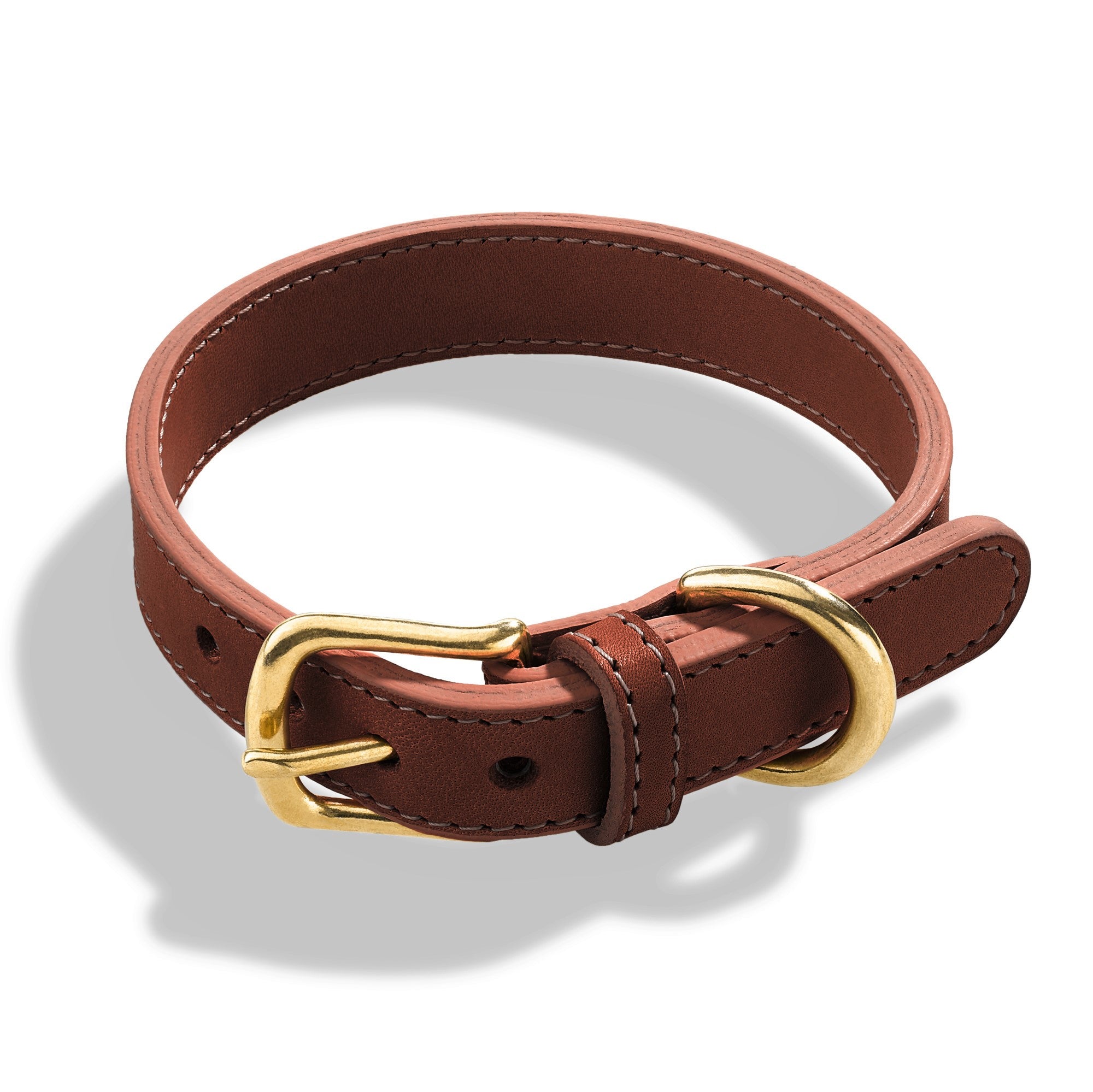 Premium Hundehalsband Cognac aus Leder