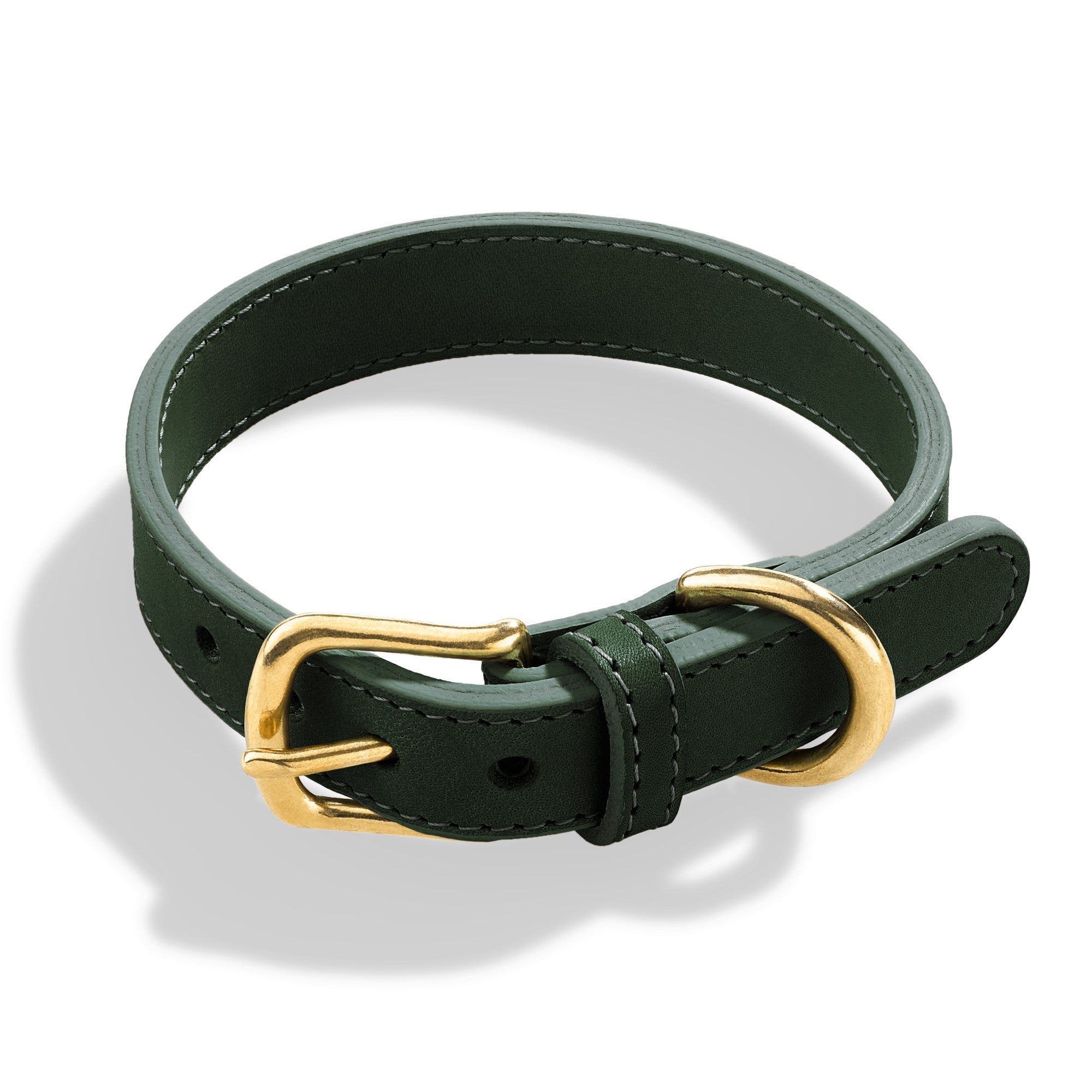 Premium Leder Halsband OLD SCHOOL 2.0 Racing Green - Handgefertigt in Deutschland
