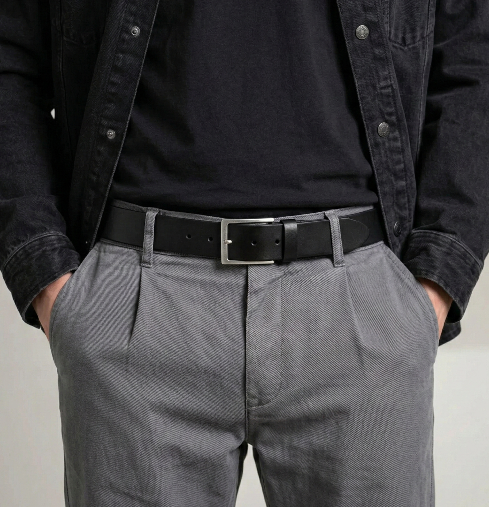 Bestseller: Herren Jeansgürtel in Schwarz, 4 cm breit: „Vincent" – unser all-time-classic Ledergürtel zur Jeans - weich und anschmiegsam