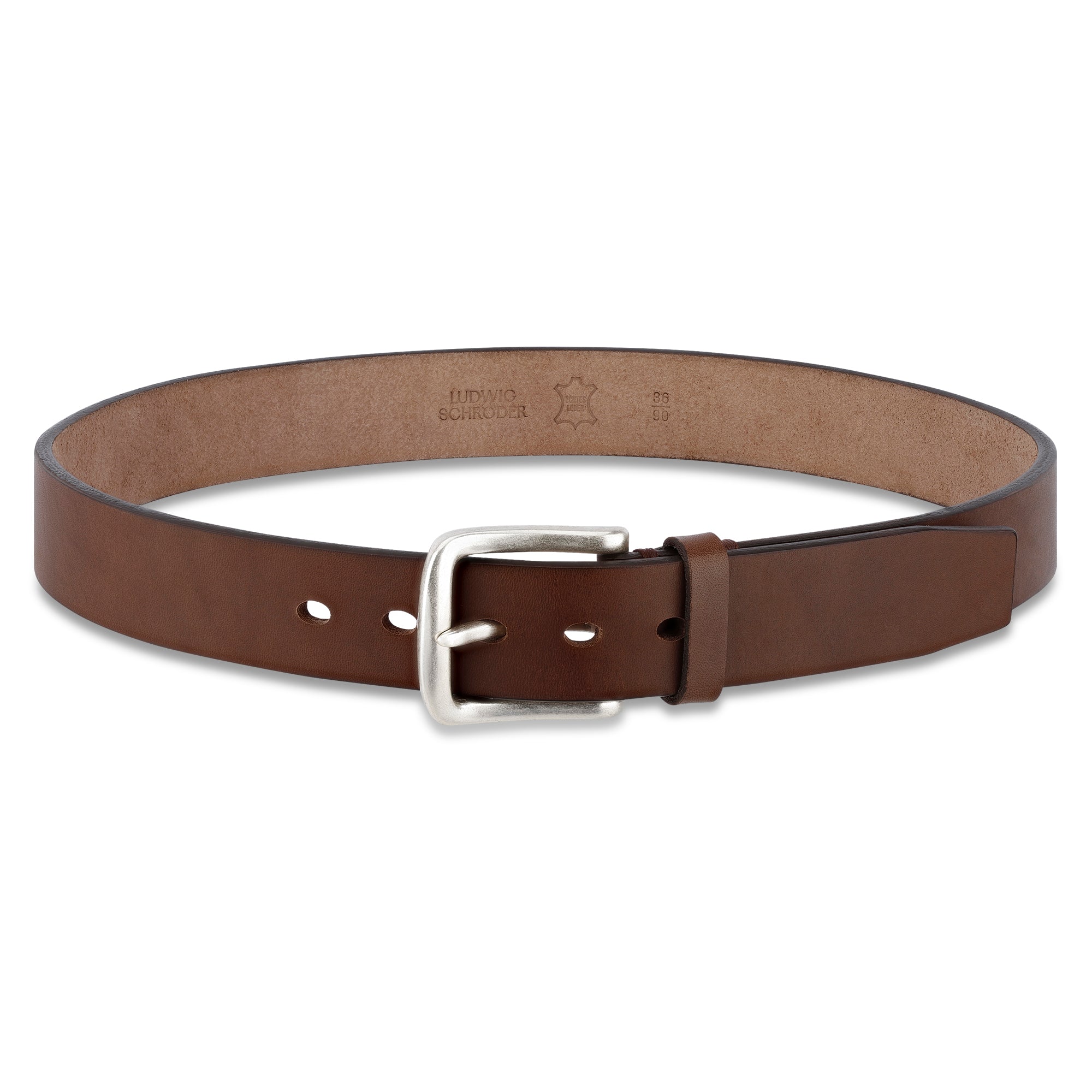 besonders dicker brauner Ochsen Ledergürtel zur Jeans in 4cm breite mit großer Schnalle in altsilber