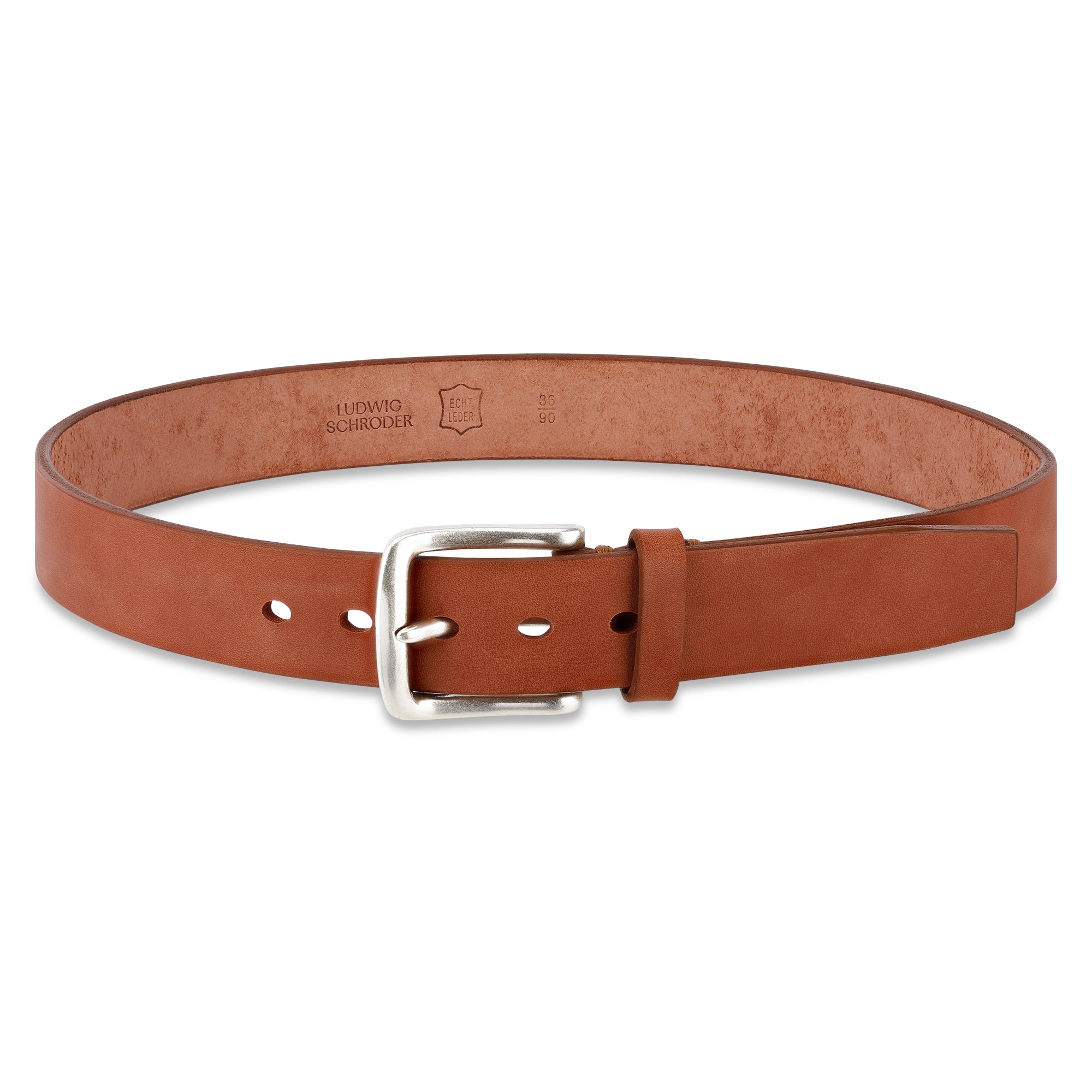 besonders dicker Ochsen Ledergürtel in Cognac zur Jeans in 4cm breite mit großer Schnalle in altsilber