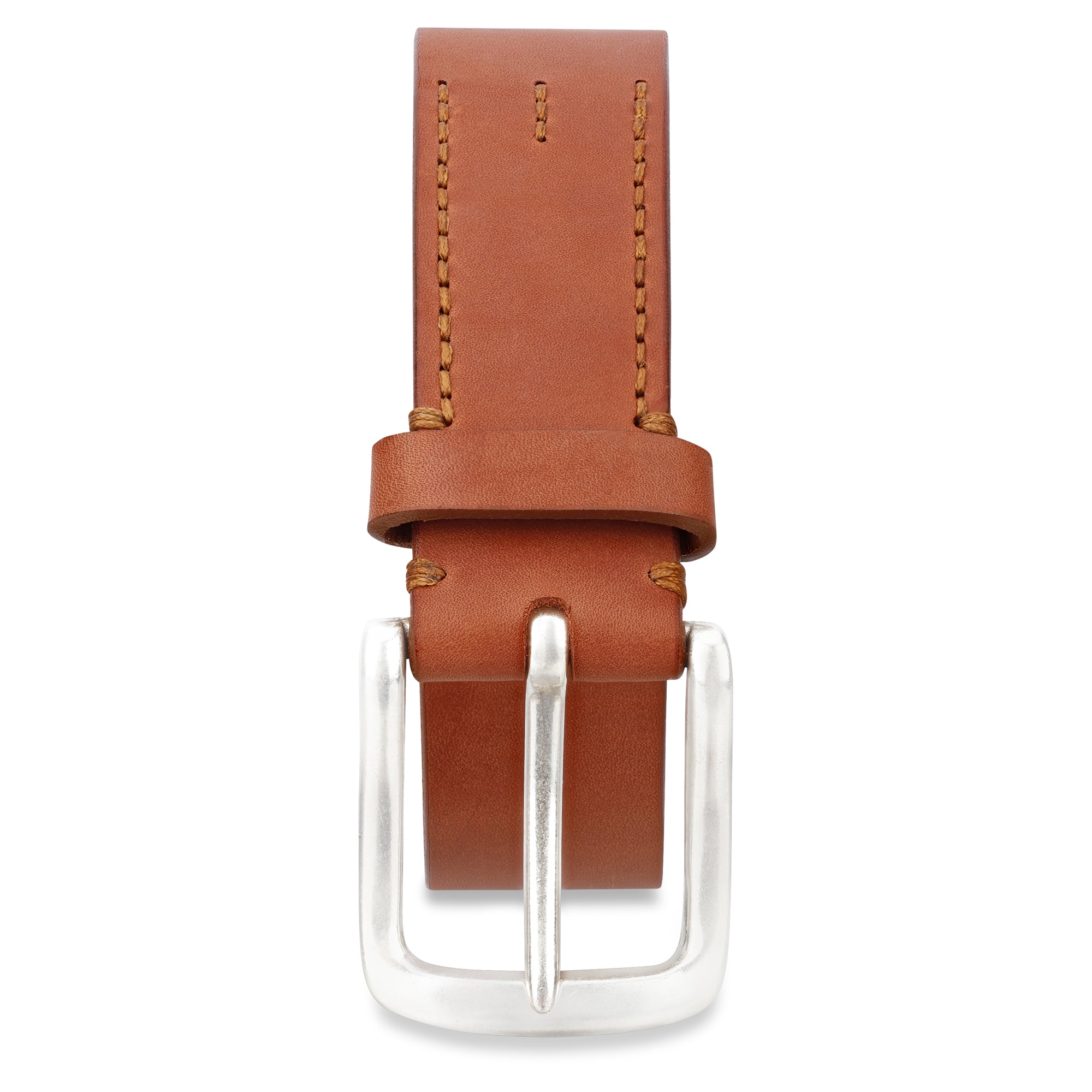 besonders dicker Ochsen Ledergürtel in Cognac zur Jeans in 4cm breite mit großer Schnalle in altsilber