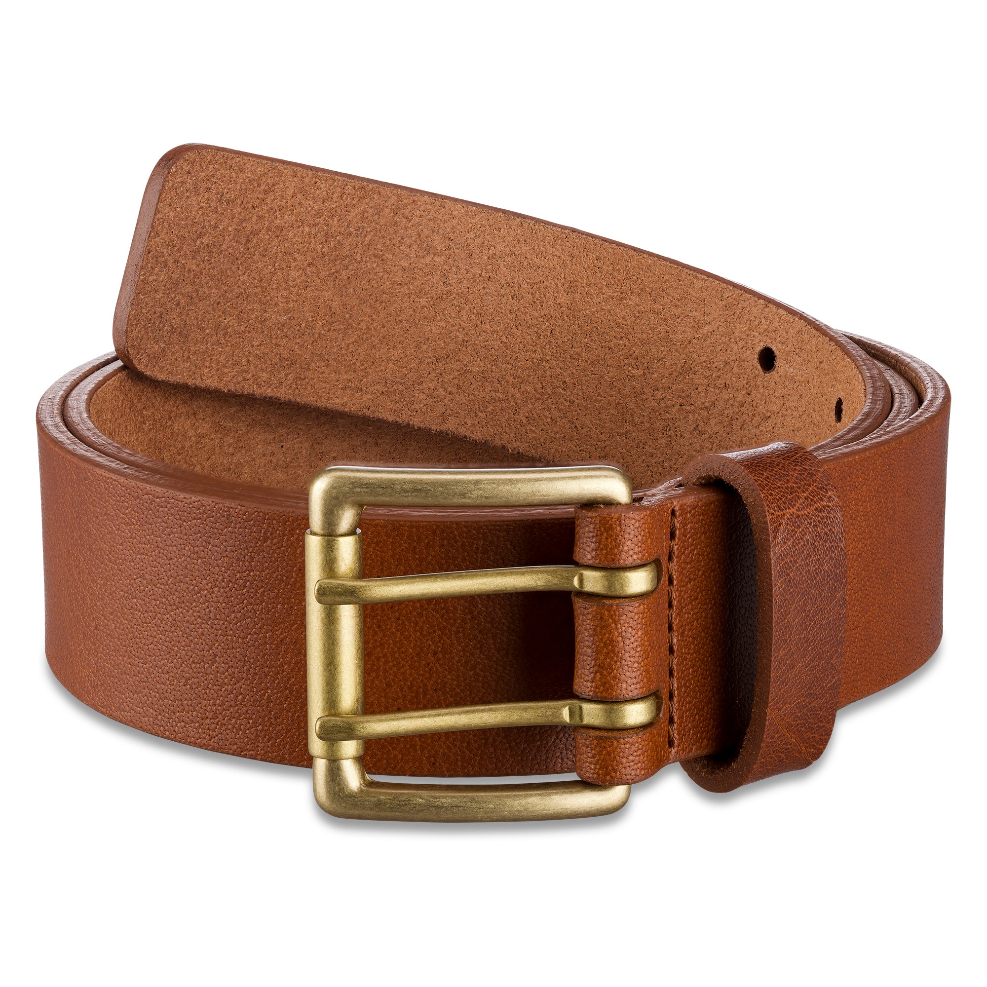 Nachhaltiger Albbüffel Ledergürtel in hellbraun mit Doppeldornschnalle aus Messing – hochwertig, regional und langlebig