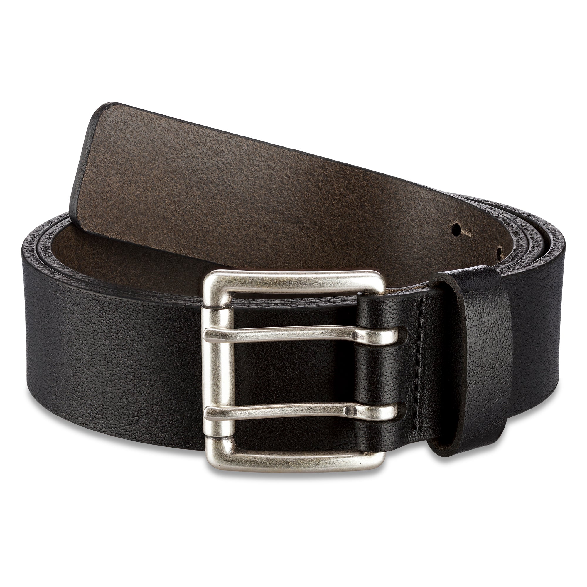 Nachhaltiger Albbüffel-Ledergürtel in Schwarz mit Doppeldornschnalle aus Messing – hochwertig, regional und langlebig