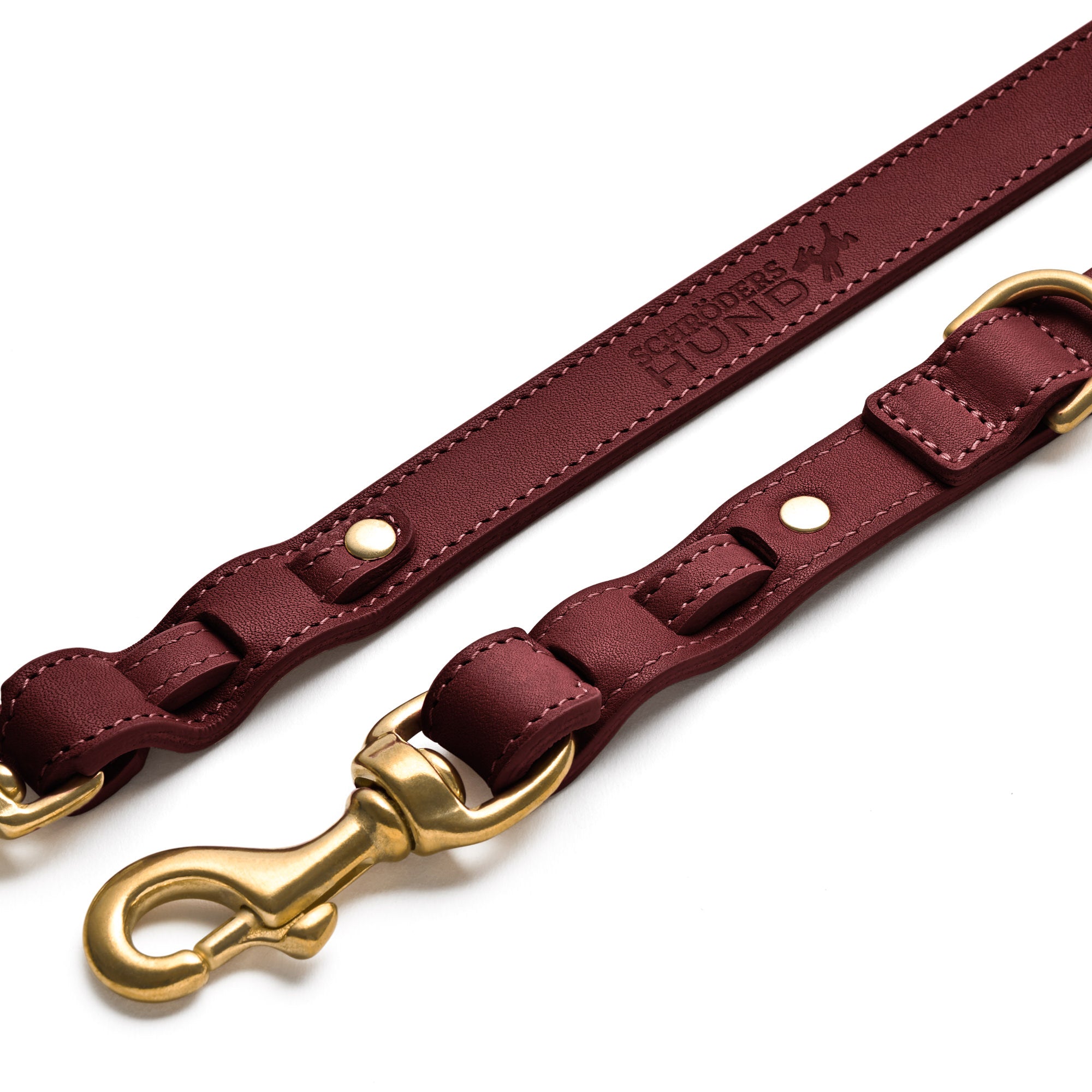 Premium Lederleine OLD SCHOOL 2.0 - Handgefertigte Lederleine aus robustem Rindleder in Bordeaux