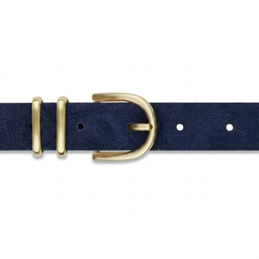 Damen Wildleder-Gürtel „Leni" in Dunkelblau – Veloursleder, 2,5 cm schmal