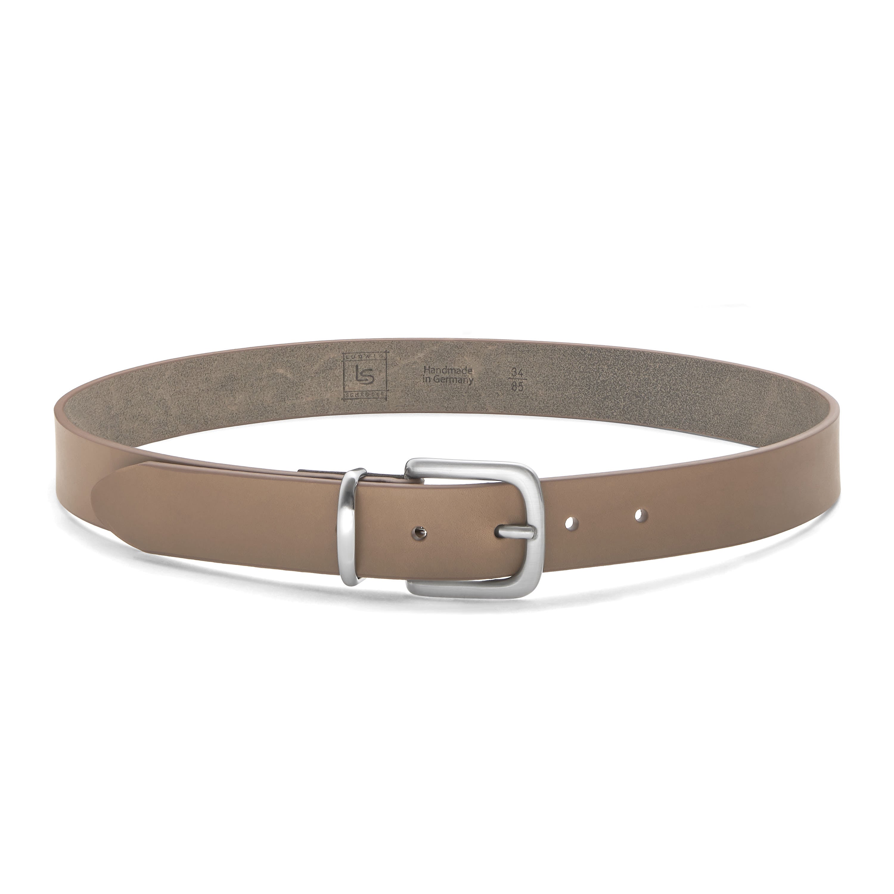 edler Damen Ledergürtel Taupe mit Schnalle und Schlaufe in silber, handgemacht in Ledermanufaktur
