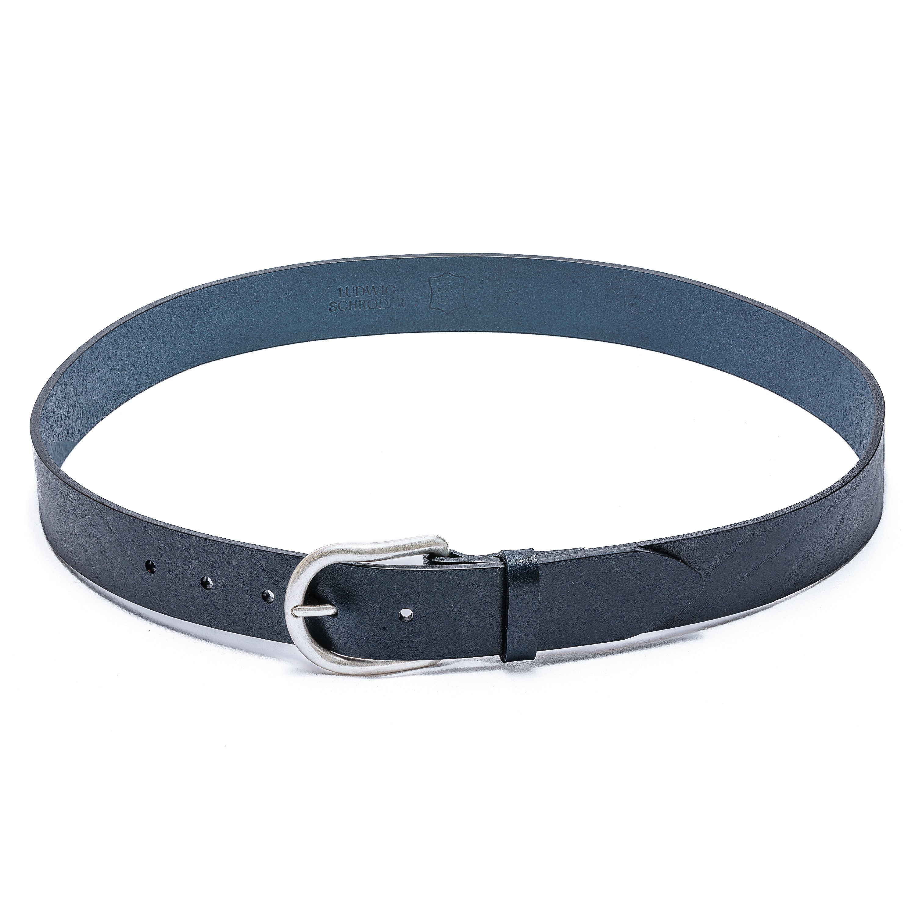 Handgemachter Damen Jeansgürtel „Antonia" in Blau, Pflanzlich Gegerbtem Rindleder, 3,5cm breit