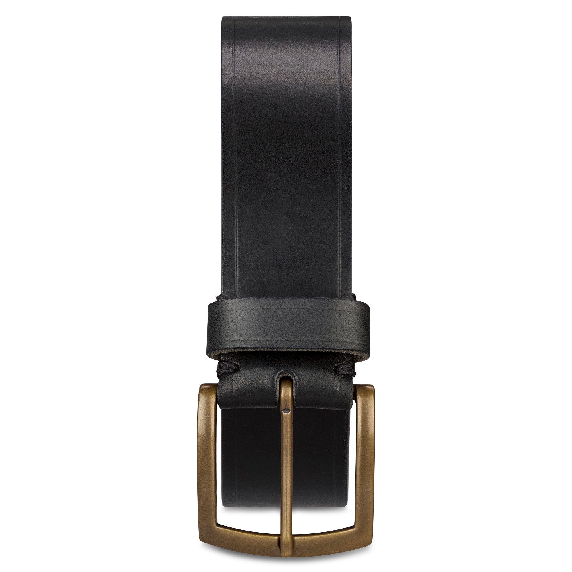 4m breiter Herren Ledergürtel aus pflanzlich gegerbtem Leder in Schwarz kombiniert mit handgegossener Bronzeschnalle. Die Gürtelschnalle ist mit einem dicken Sattlergarn handvernäht.