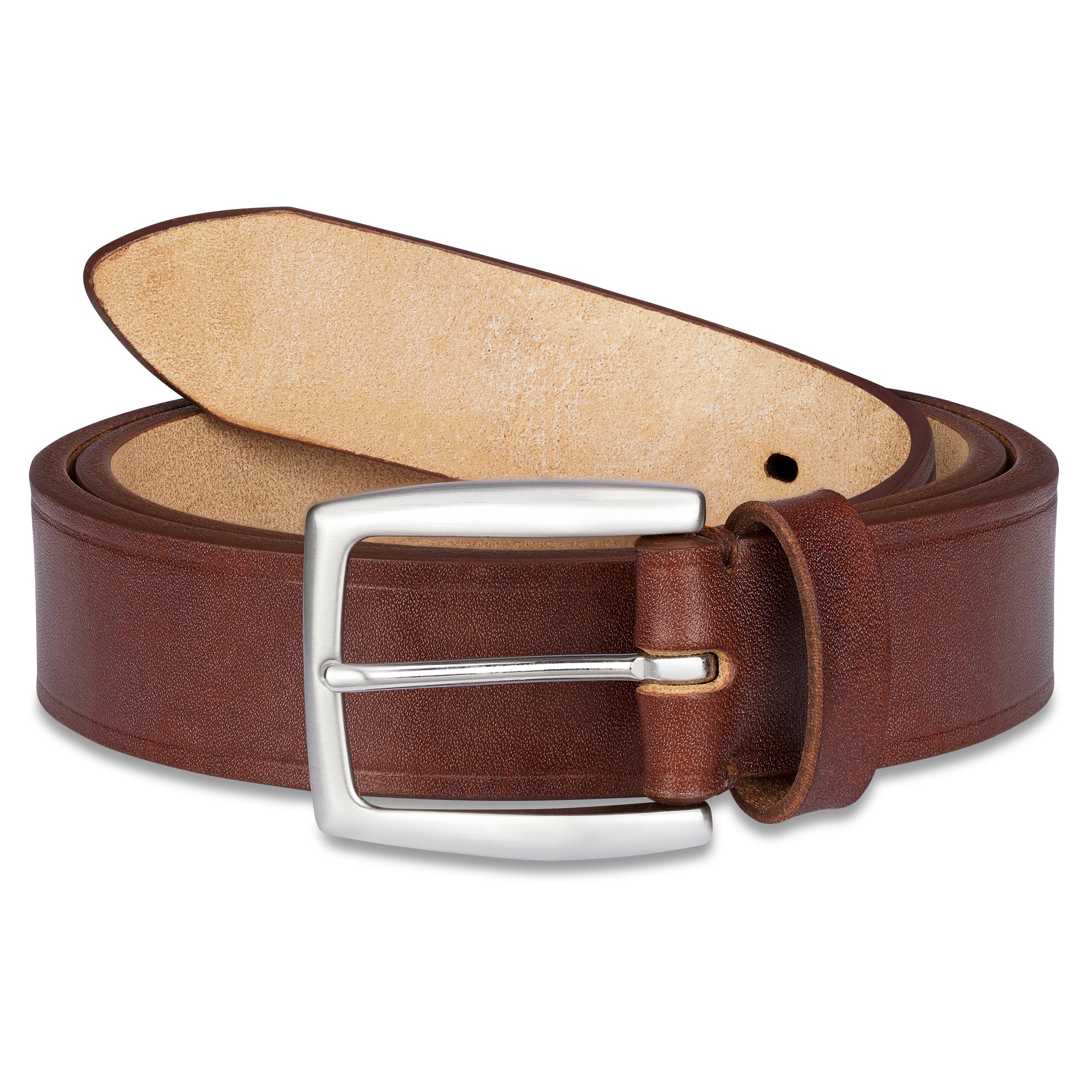 Exklusiver Bridle Ledergürtel aus traditionell gegerbtem Eichenrindleder / J&JF Baker UK - „William" Braun, 3,5 cm