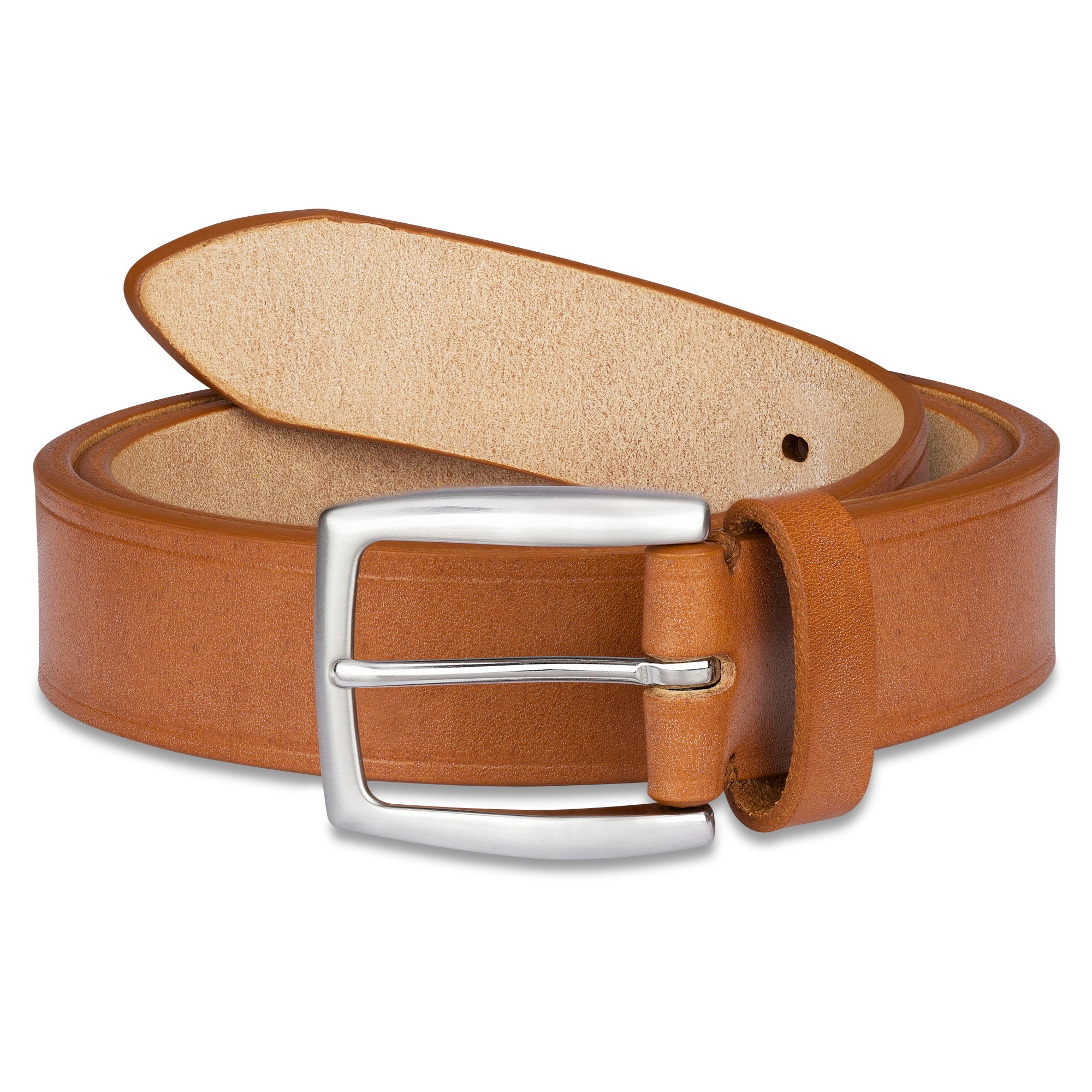 Exklusiver Bridle Ledergürtel aus traditionell gegerbtem Eichenrindleder / J&JF Baker UK - „William" Cognac, 3,5 cm