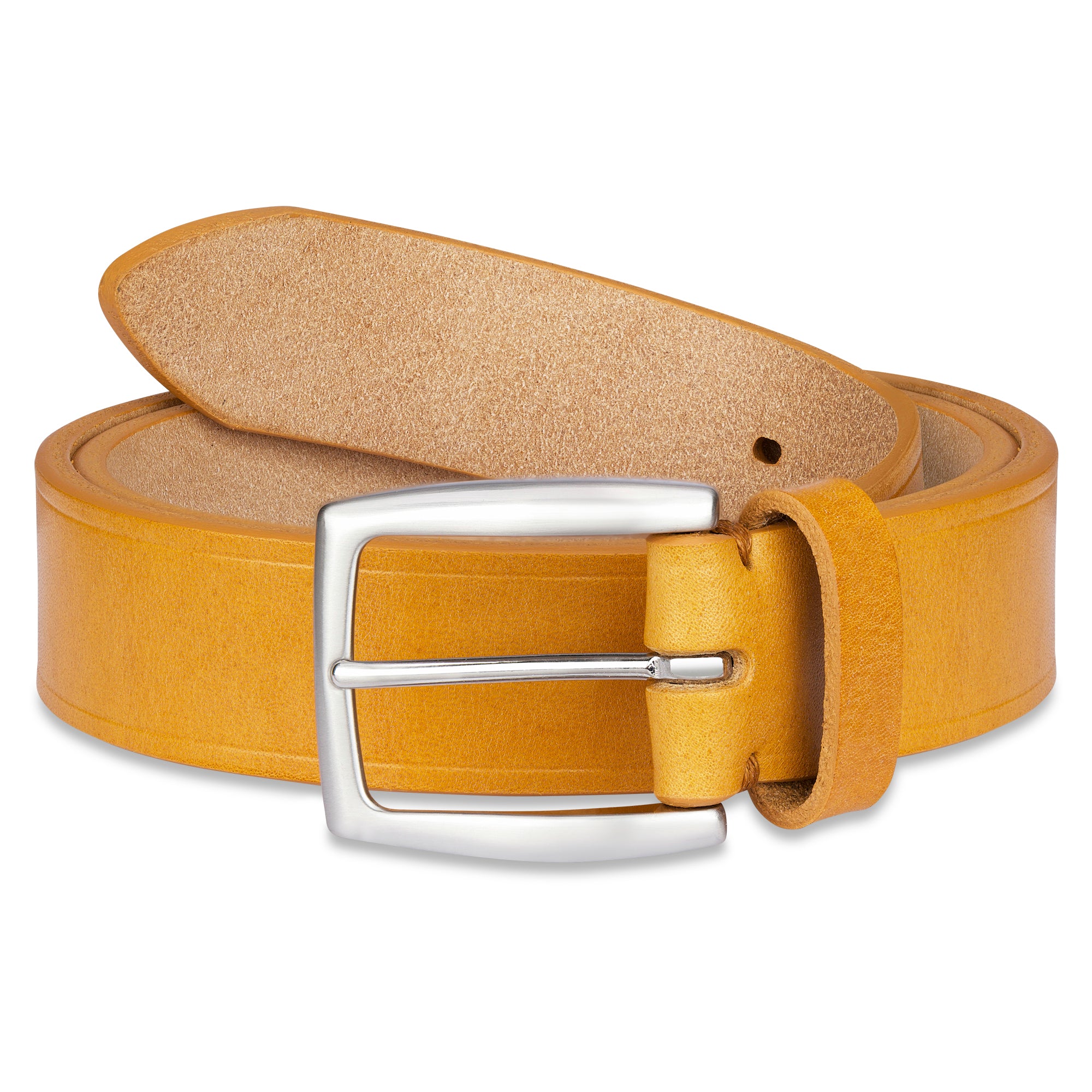 Exklusiver Bridle Ledergürtel aus traditionell gegerbtem Eichenrindleder / J&JF Baker UK - „William" Natur, 3,5 cm