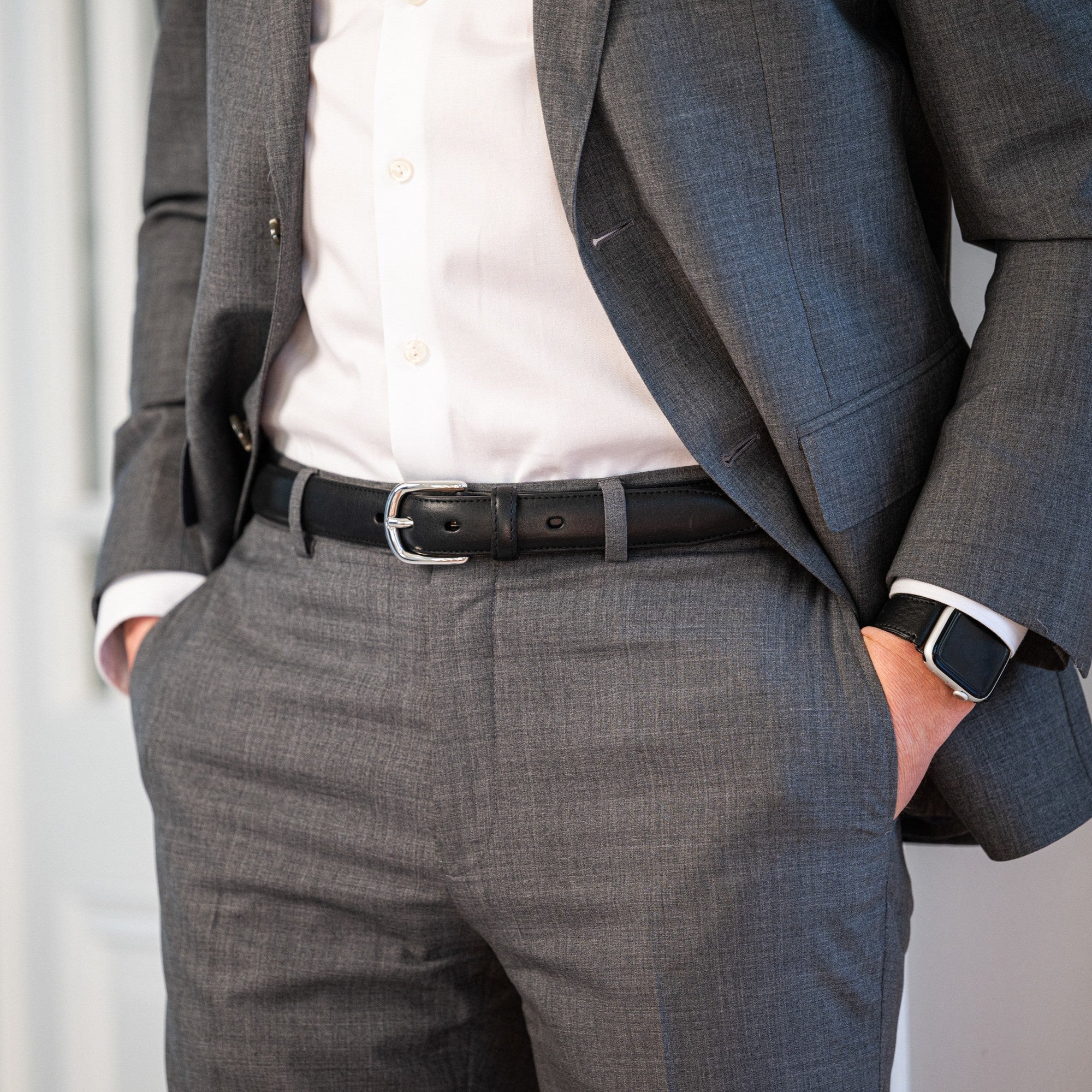 Robuster Herrengürtel in Schwarz – „Karl“: 3 cm breit, Schmaler Ledergürtel für Business und Chinos
