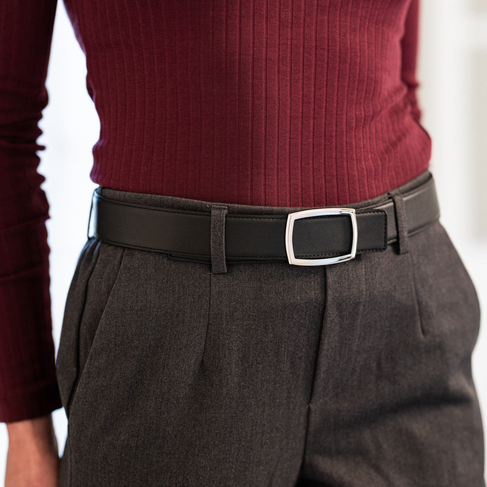 Edler Damen Ledergürtel „Lucia" aus schwarzem Kalbleder, 3,5cm, super weich und anschmiegsam