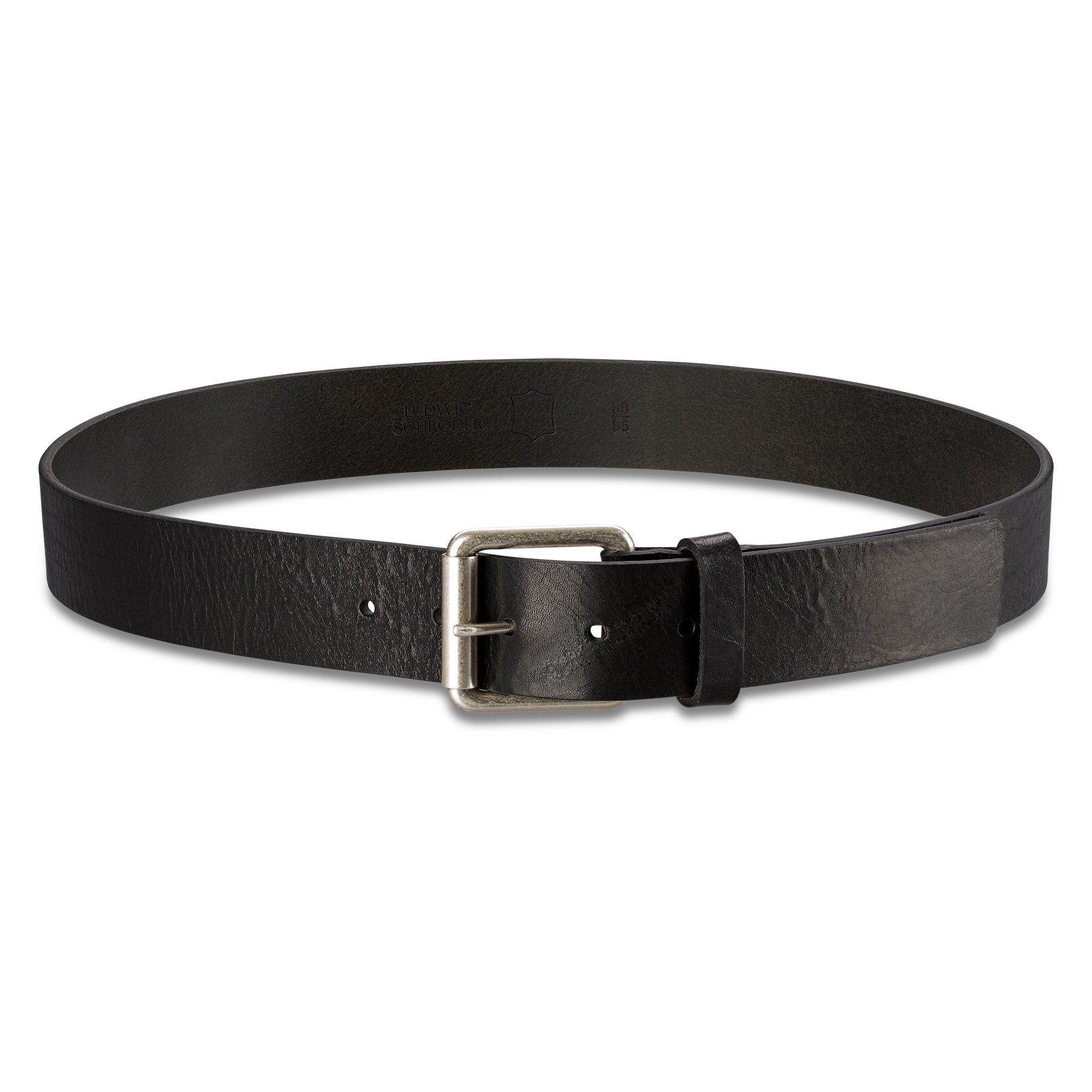 schwarzer, 4cm Herren Vintage Ledergürtel in schwarz, handgemacht aus deutscher Ledermanufaktur