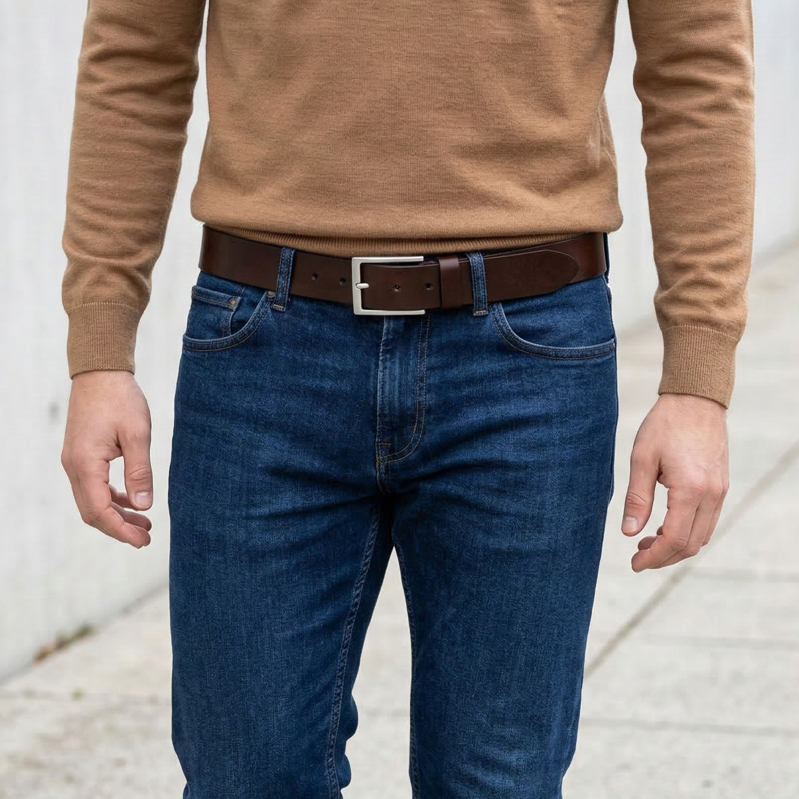 Bestseller: Herren Jeansgürtel in Braun, 4 cm breit: „Vincent“ – unser all-time-classic Ledergürtel zur Jeans - weich und anschmiegsam