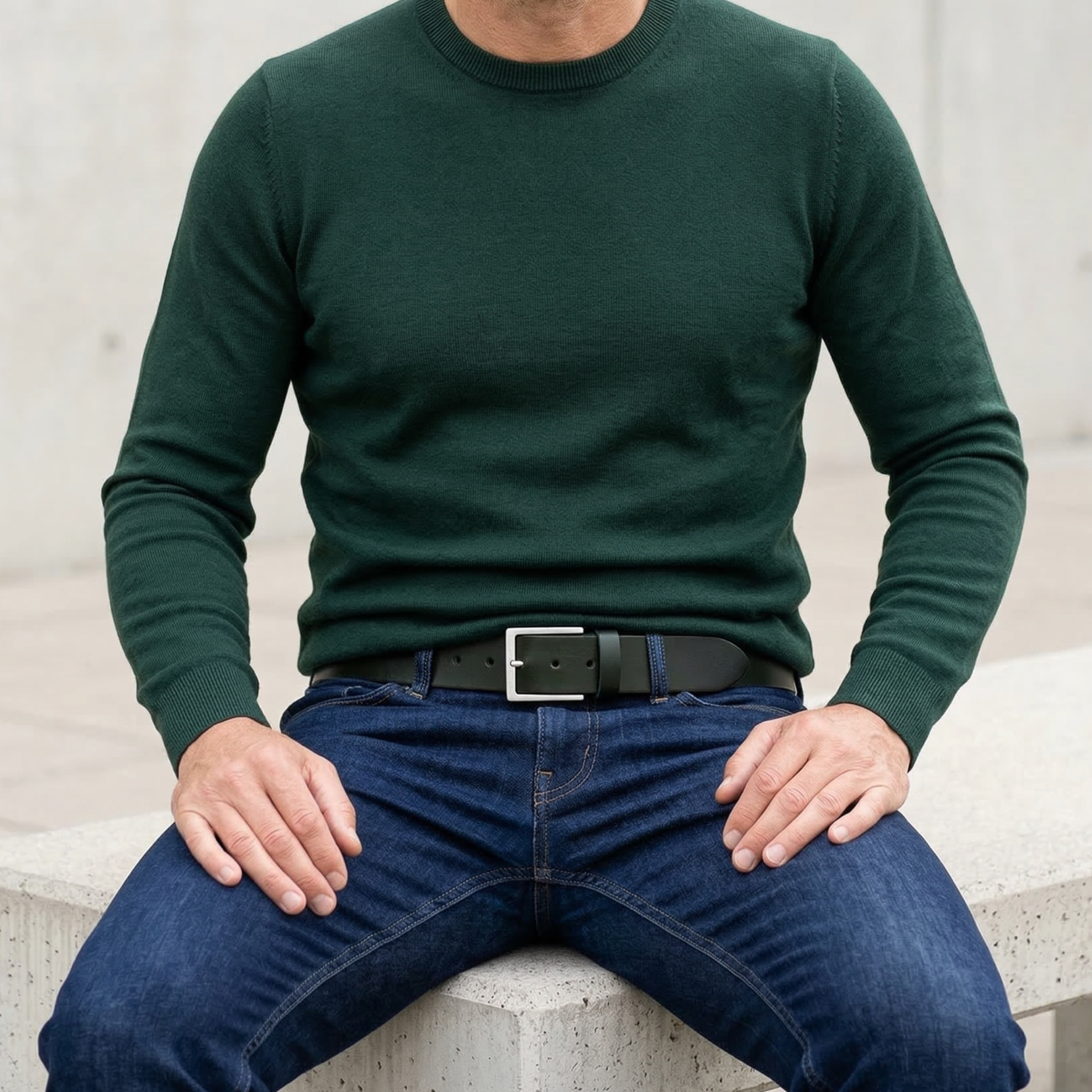 Bestseller: Herren Jeansgürtel in Grün, 4 cm breit: „Vincent" – unser all-time-classic Ledergürtel zur Jeans - weich und anschmiegsam