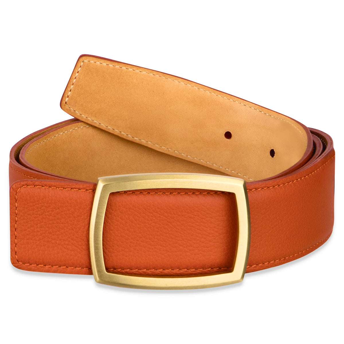 Edler Damen Ledergürtel „Lucia“ in Rost-Orange – 3,5 cm, besonders weiches & anschmiegsames Kalbleder