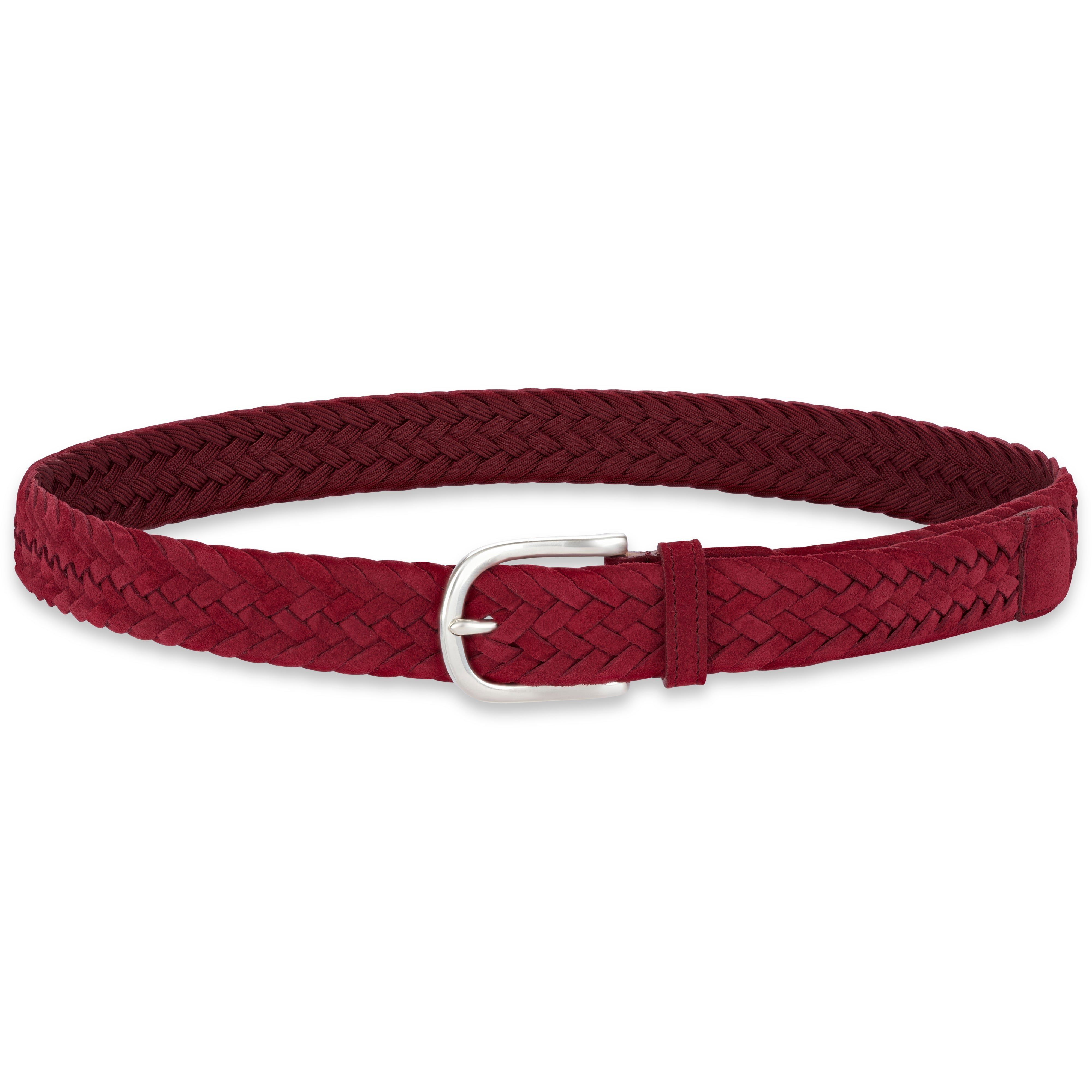 Damen Flechtgürtel aus Veloursleder: „Francesca“ in Rot – 3,5 cm breit