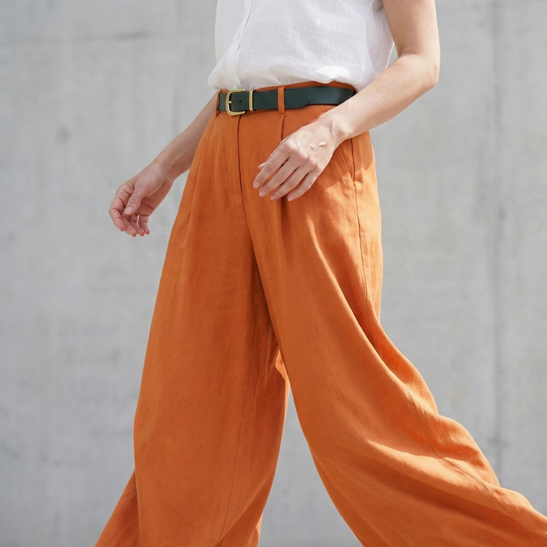 Eleganter 3cm Damengürtel „Alexandra" Dunkelgrün – Schmaler Gürtel mit Messingschnalle und Schlaufe, handgefertigt in Norddeutschland