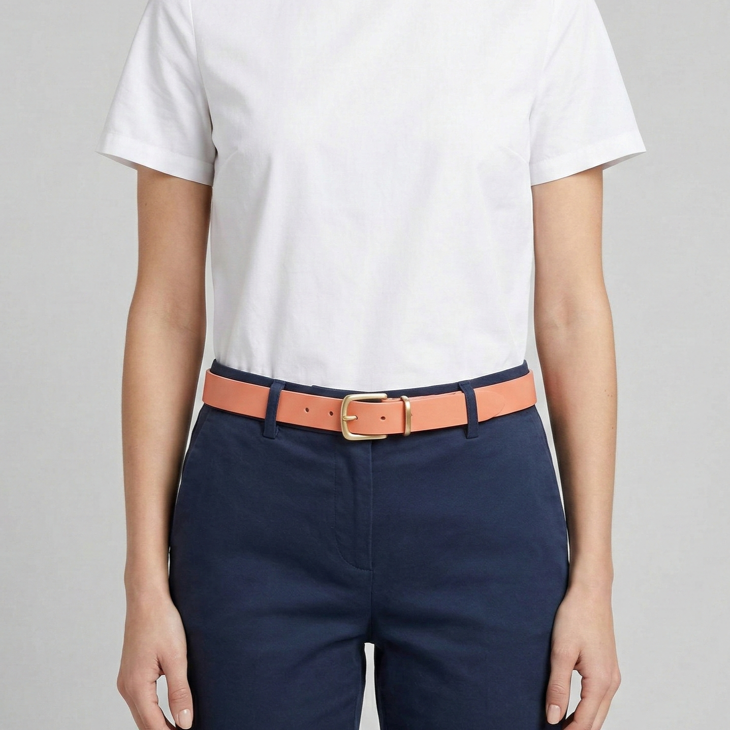 Eleganter 3cm Damengürtel „Alexandra" in Pink Ash – Schmaler Gürtel mit Messingschnalle und Schlaufe, handgefertigt in Norddeutschland